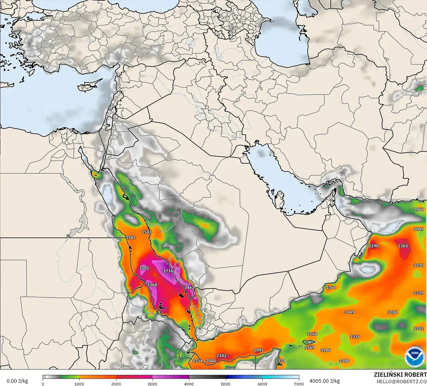 GFS نموذج - الشرق الأوسط, CAPE