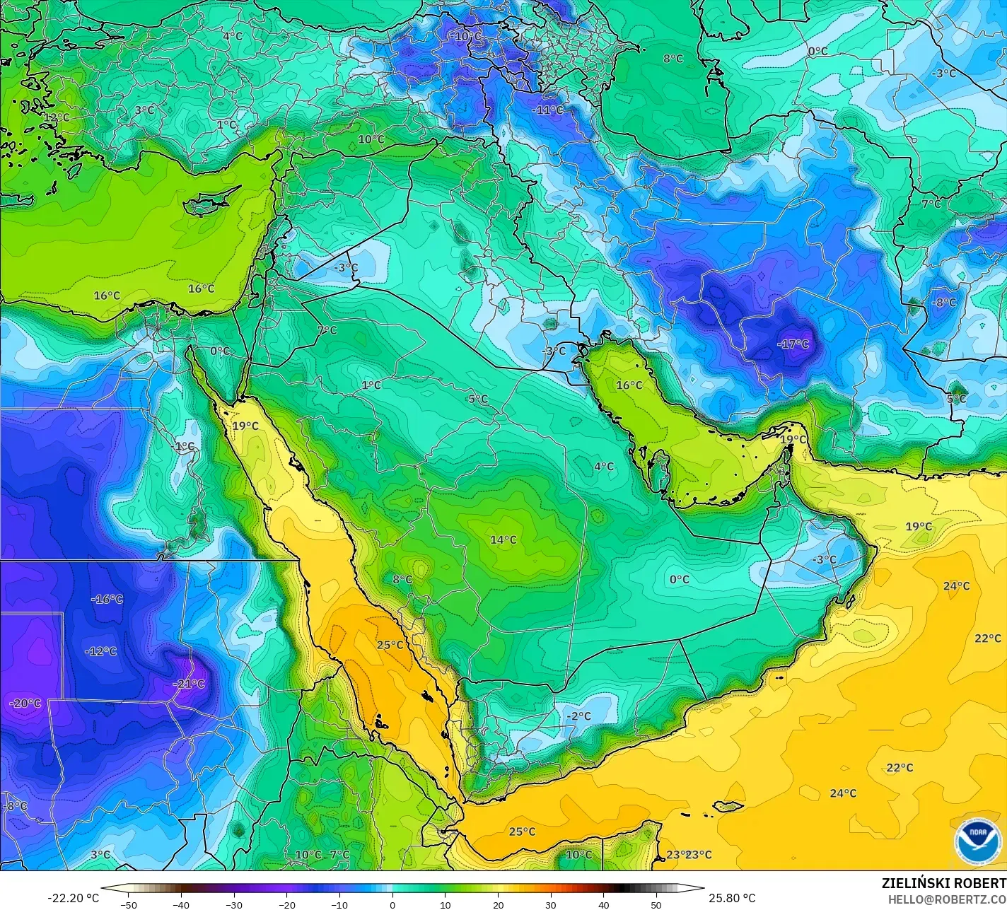 GFS نموذج - الشرق الأوسط, نقطة الندى 2 م