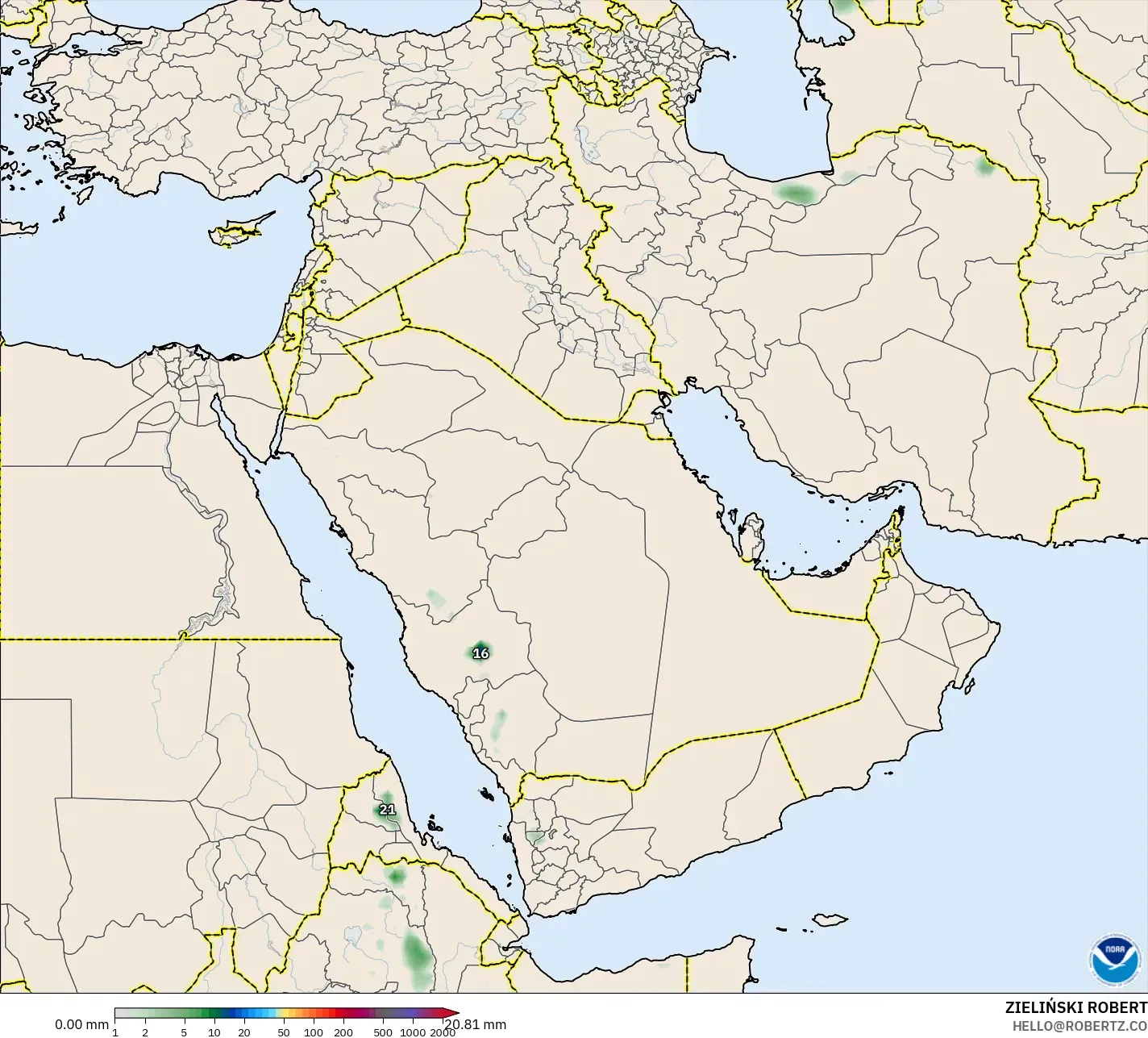GFS نموذج - الشرق الأوسط, تراكم الهطول