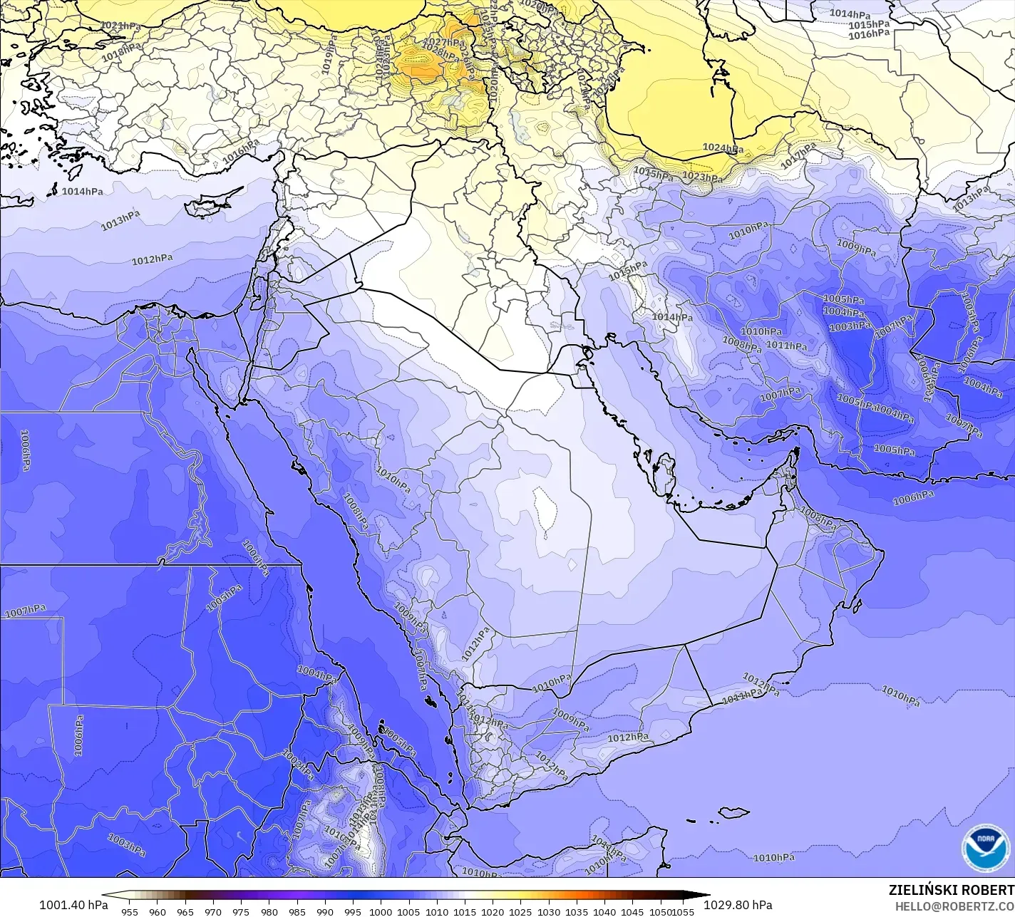 GFS نموذج - الشرق الأوسط, الضغط