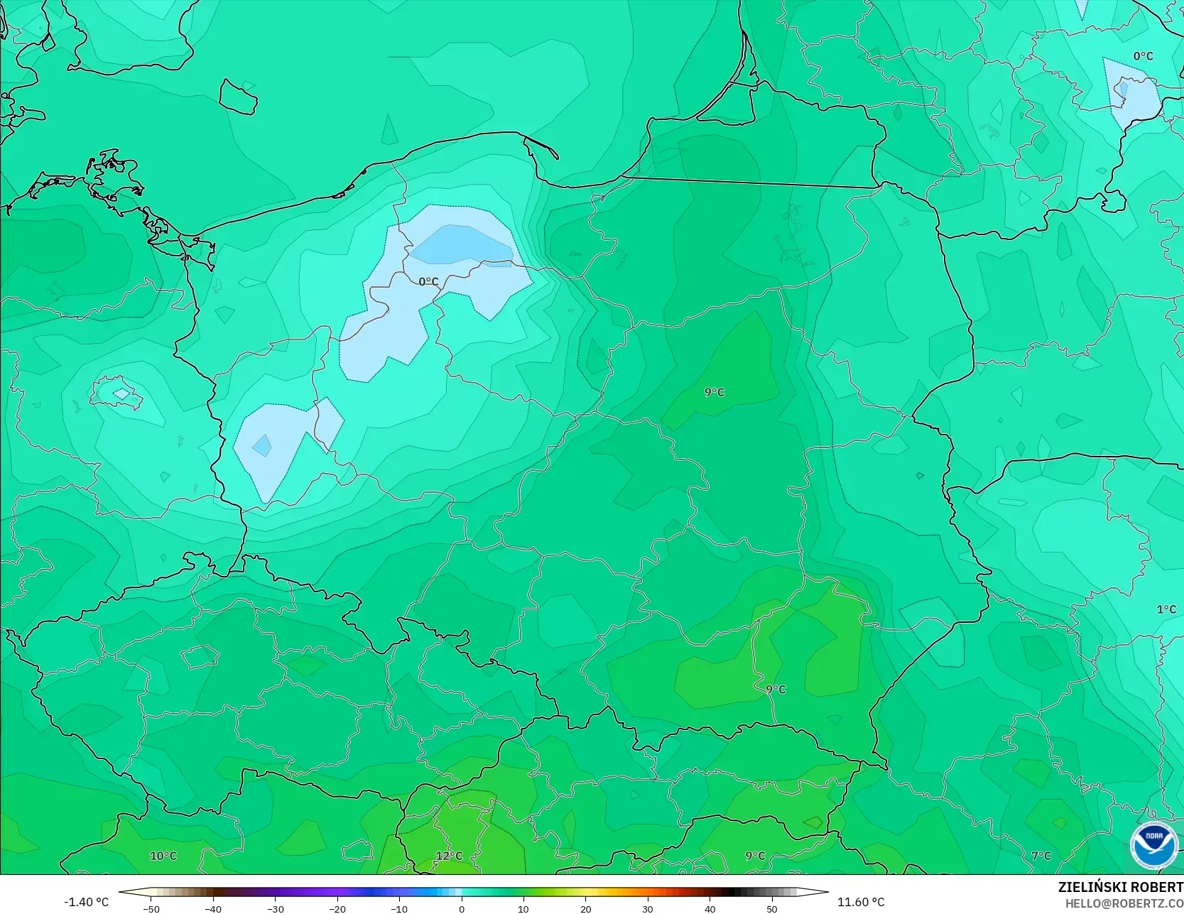GFS نموذج - بولندا, نقطة الندى 2 م