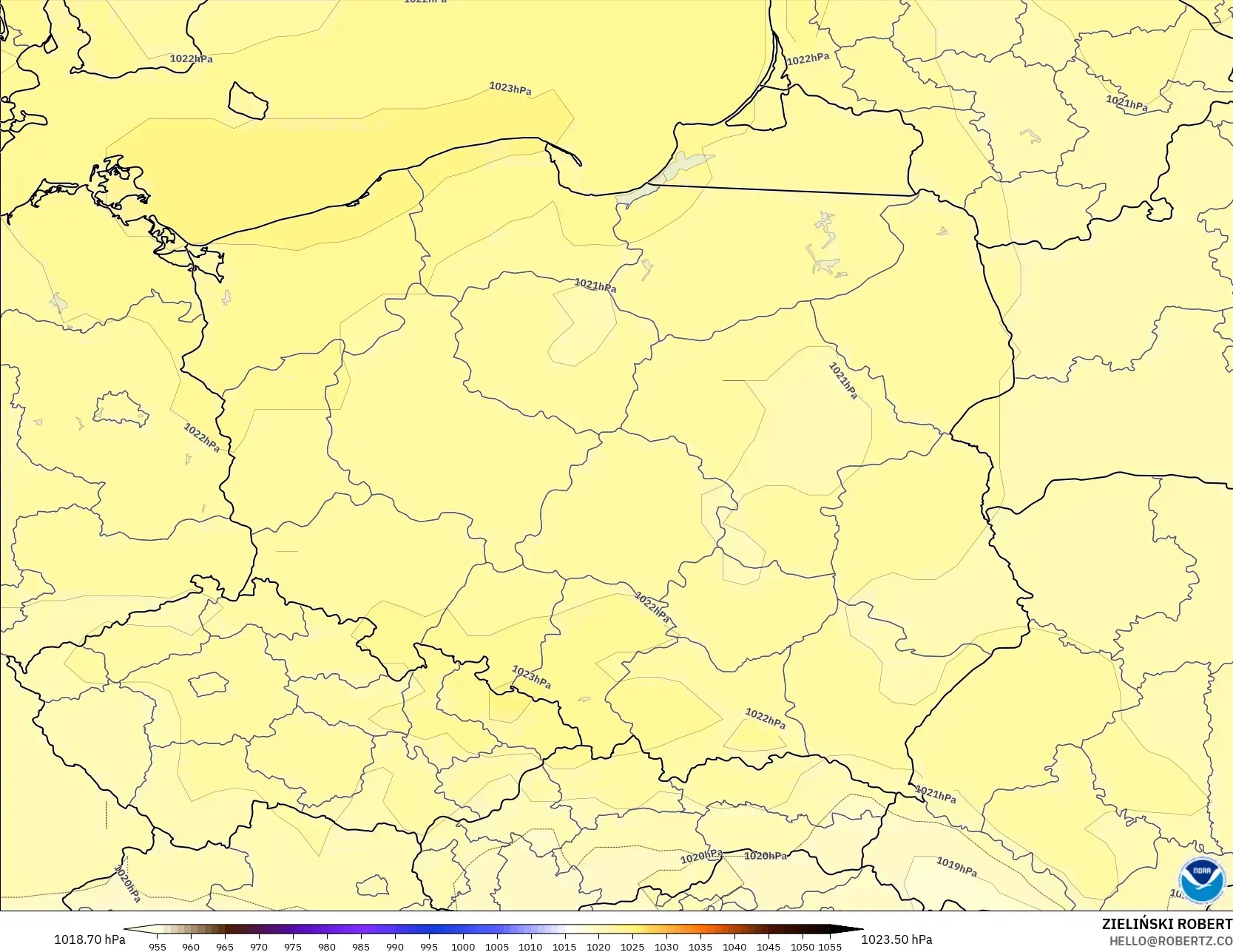 GFS نموذج - بولندا, الضغط