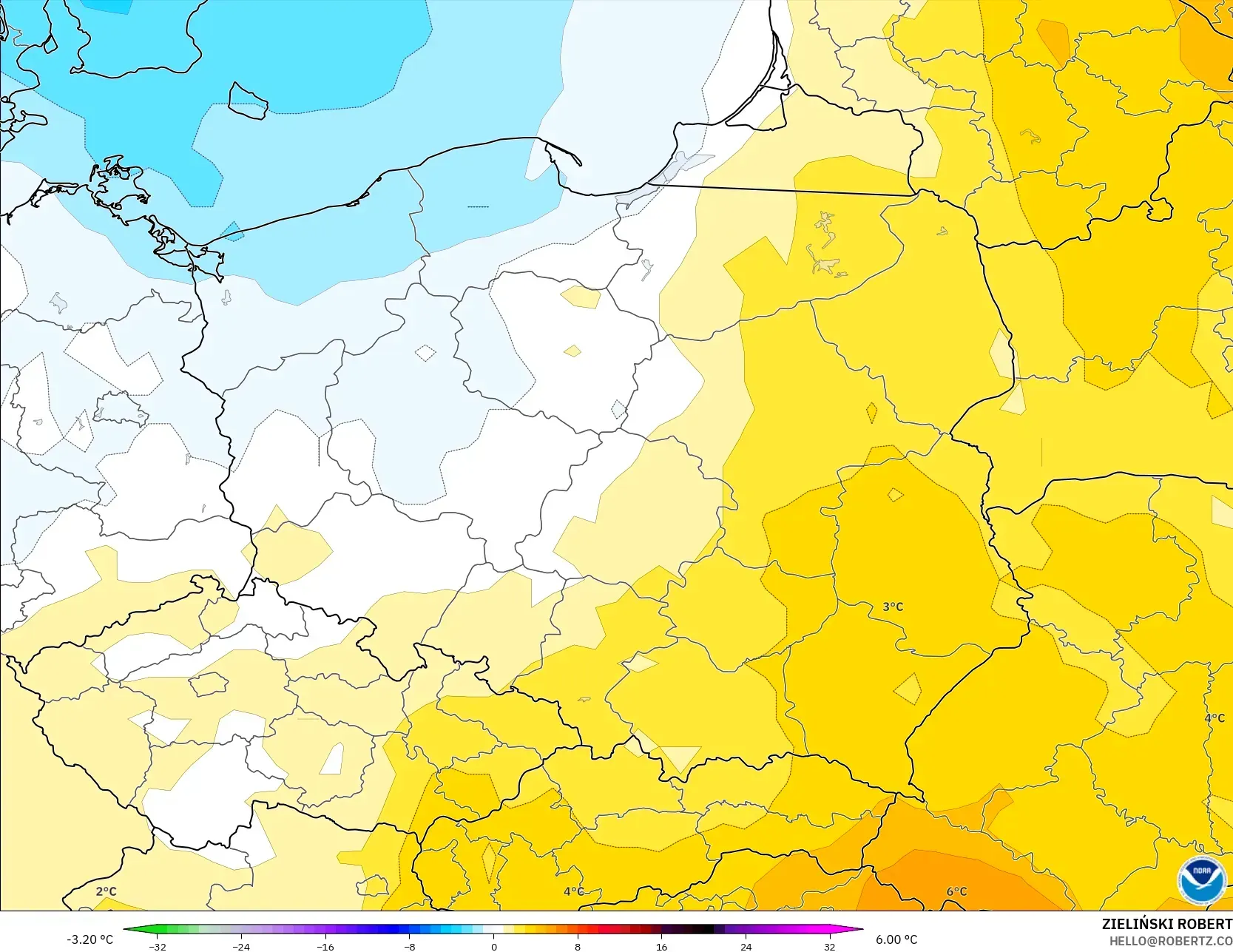 GFS نموذج - بولندا, انحراف درجة الحرارة 850 hPa