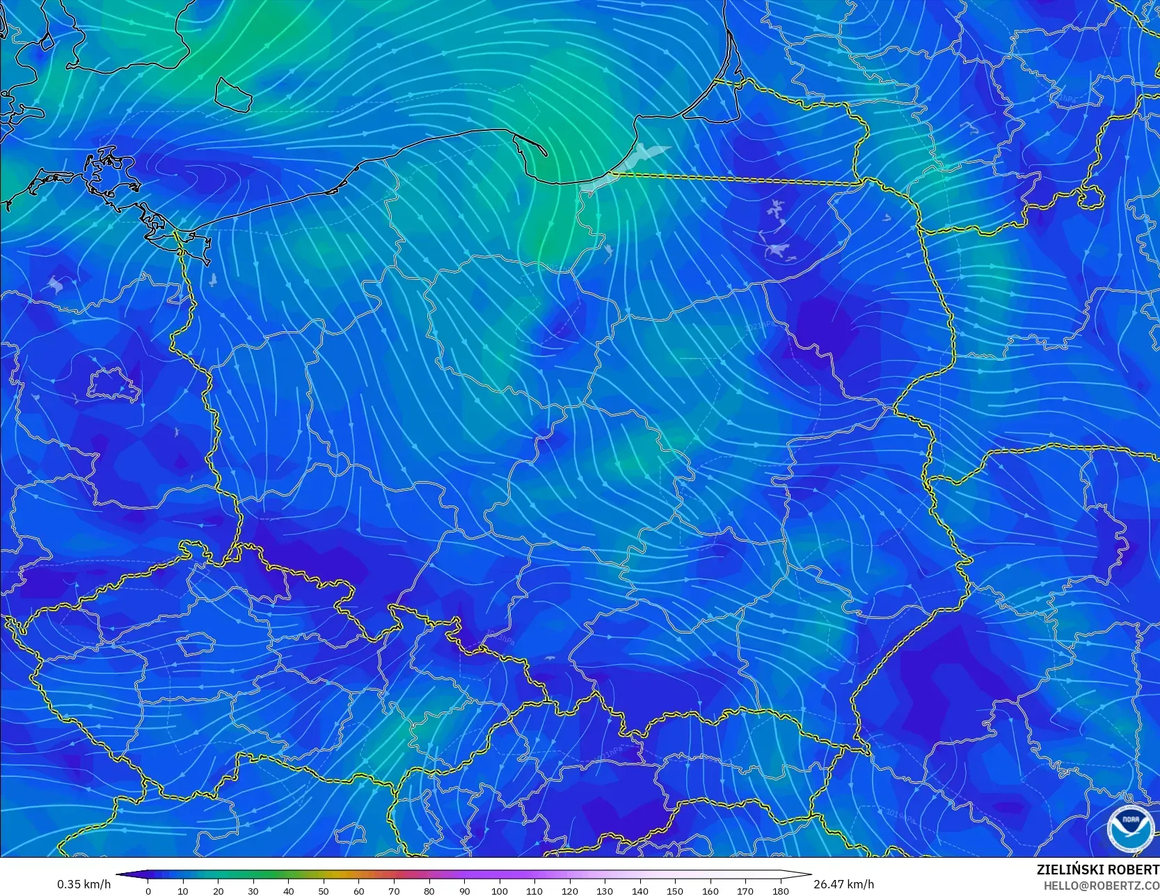 GFS نموذج - بولندا, رياح 10 م