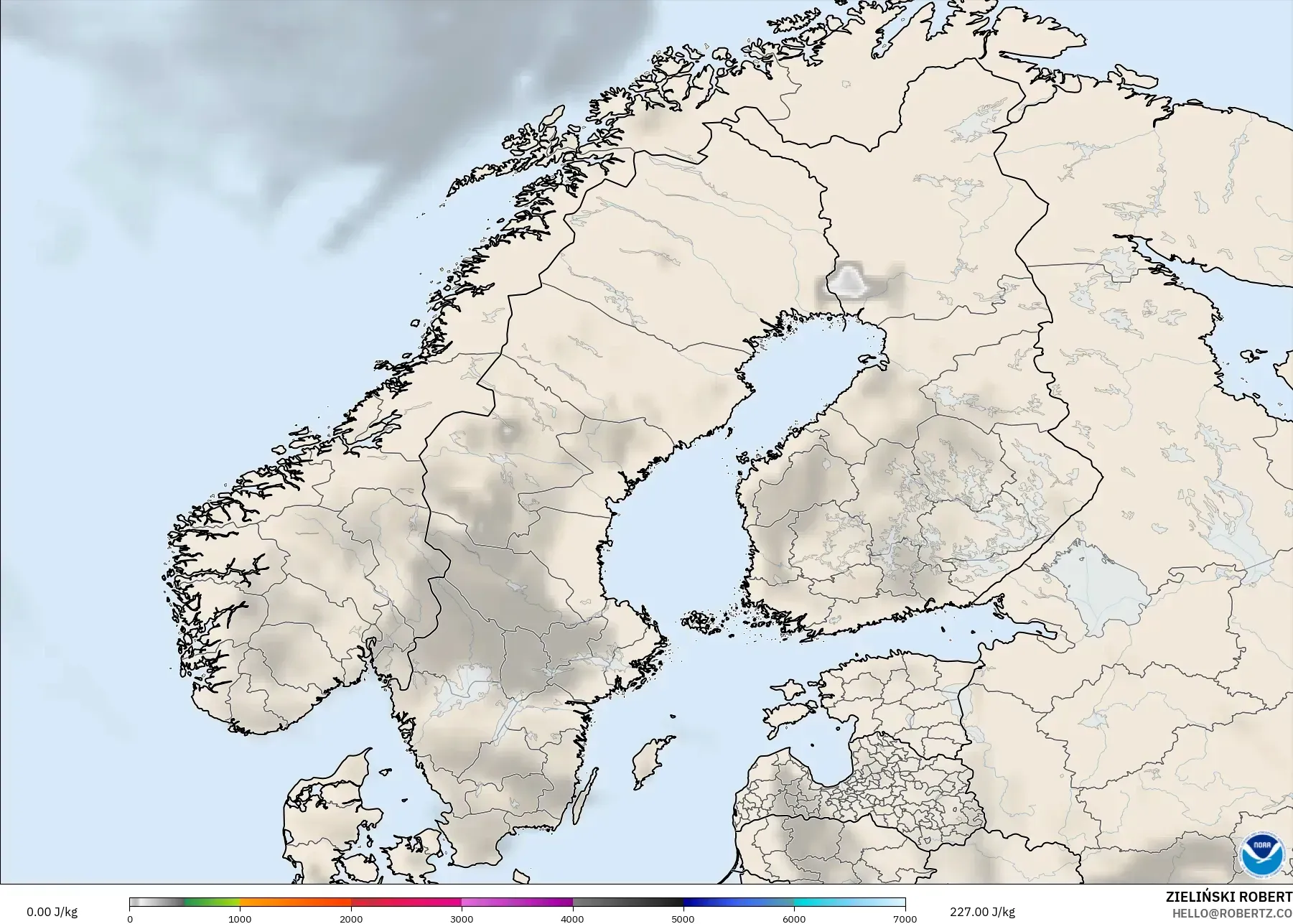 GFS نموذج - إسكندنافيا, CAPE