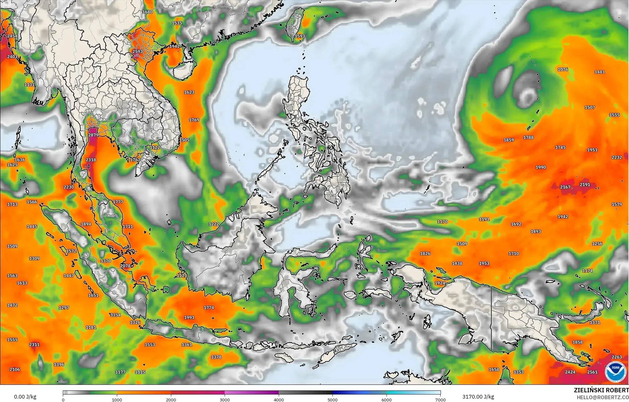 GFS نموذج - جنوب شرق آسيا, CAPE