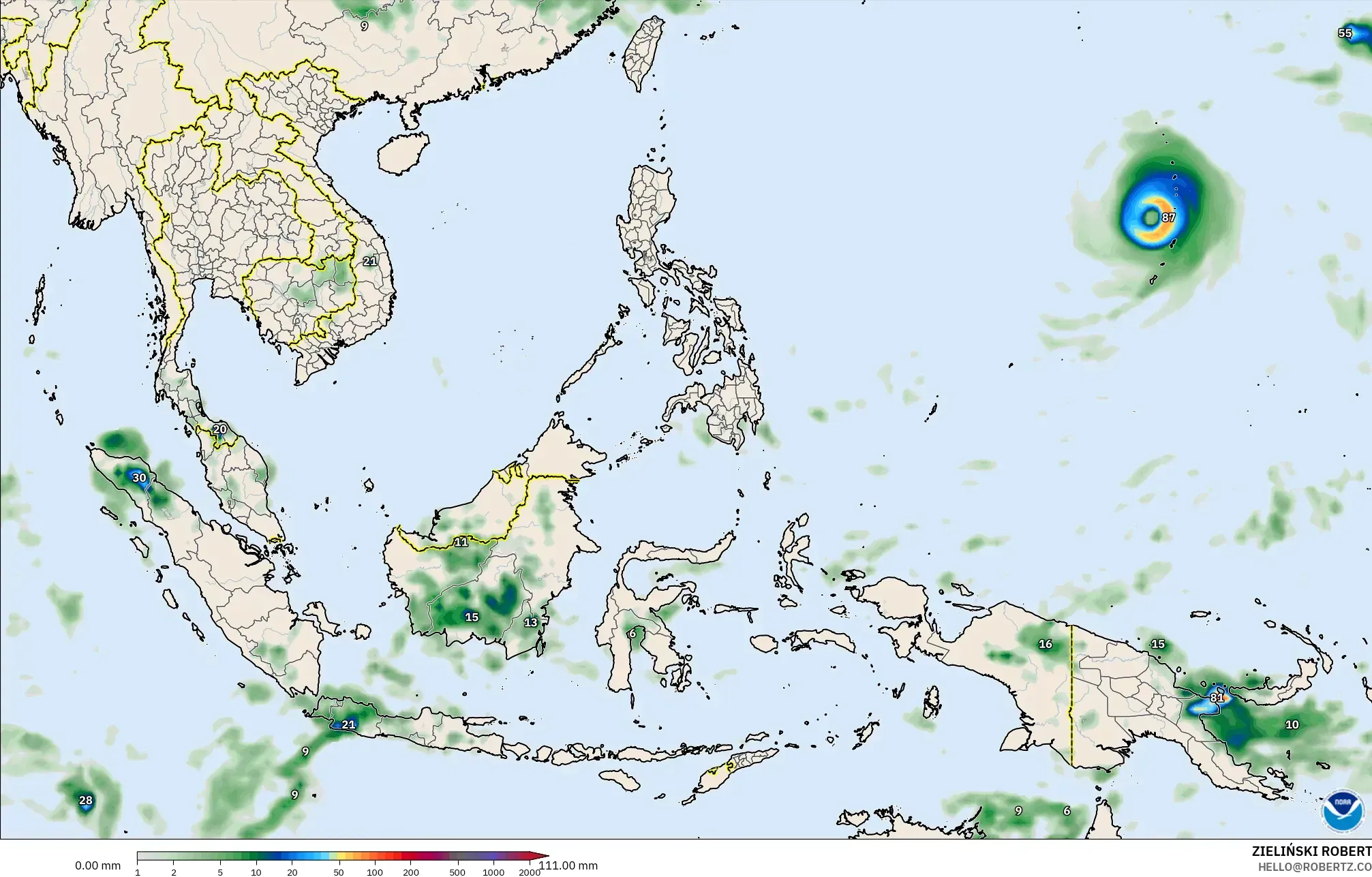 GFS نموذج - جنوب شرق آسيا, تراكم الهطول