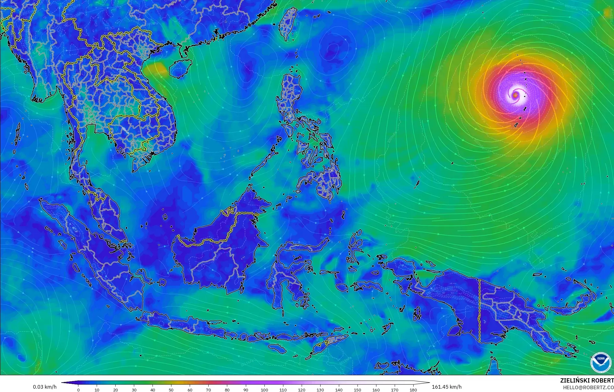 GFS نموذج - جنوب شرق آسيا, رياح 10 م