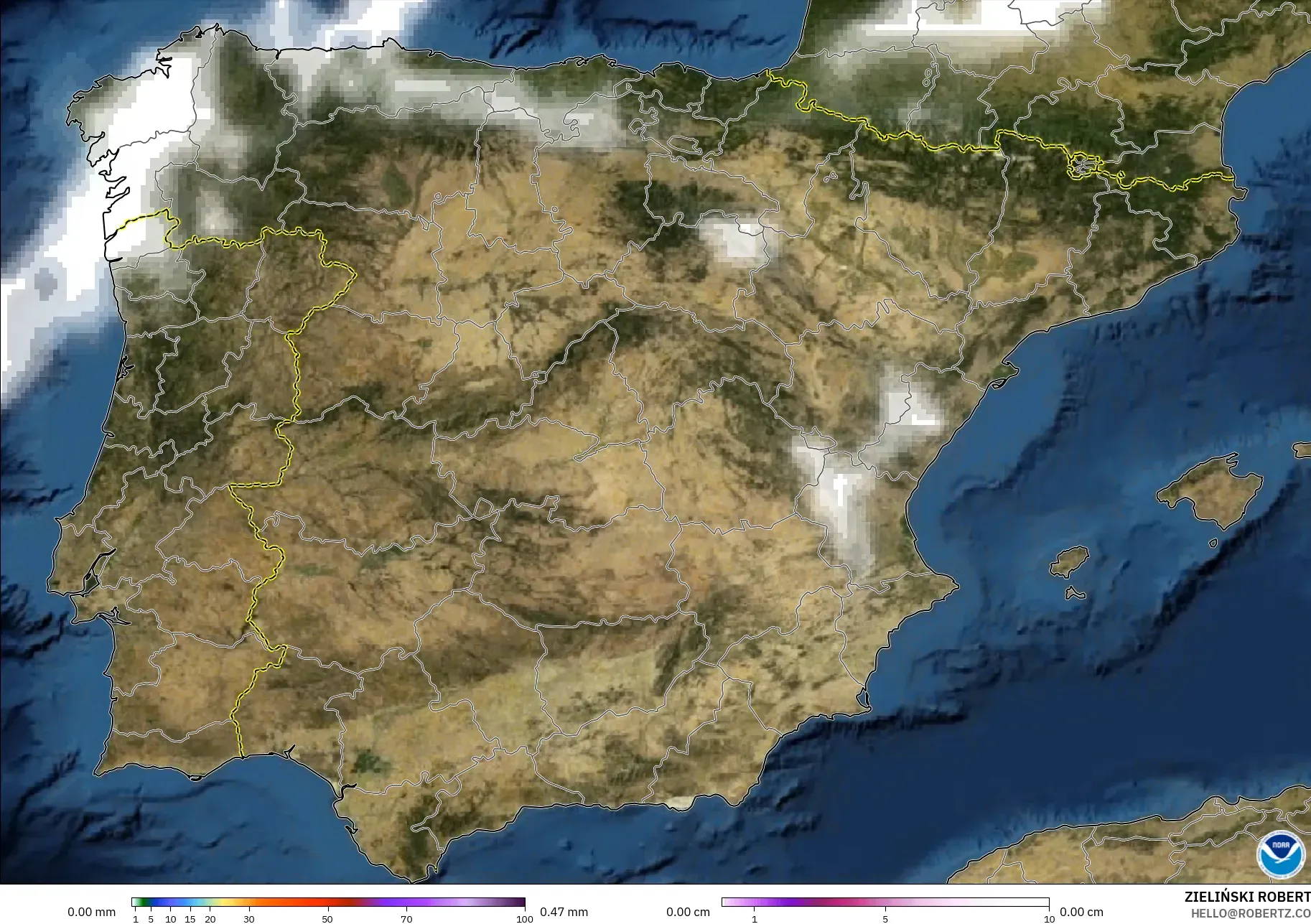 GFS نموذج - إسبانيا, الهطول والغيوم والضغط