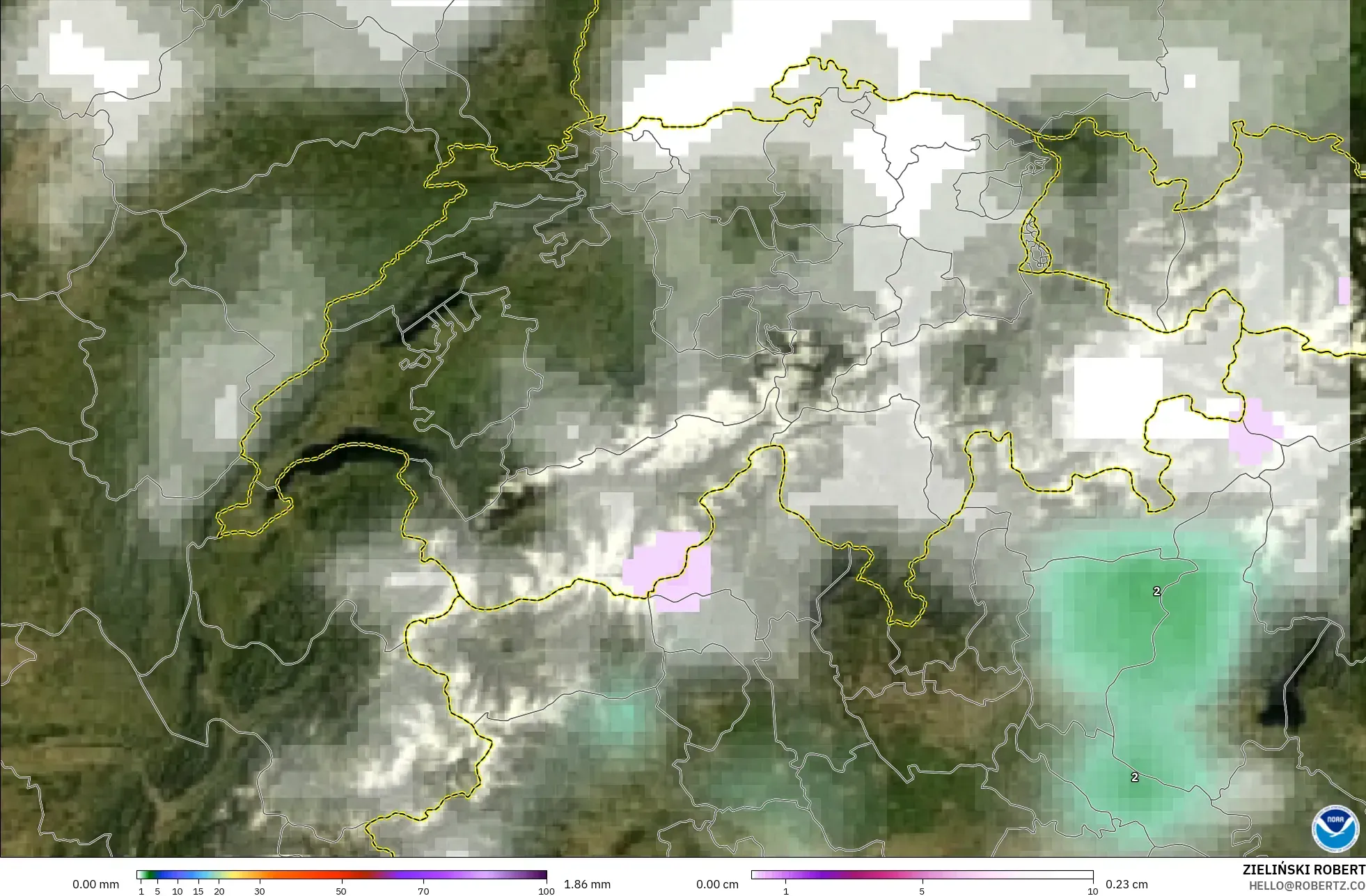 GFS نموذج - سويسرا, الهطول والغيوم والضغط