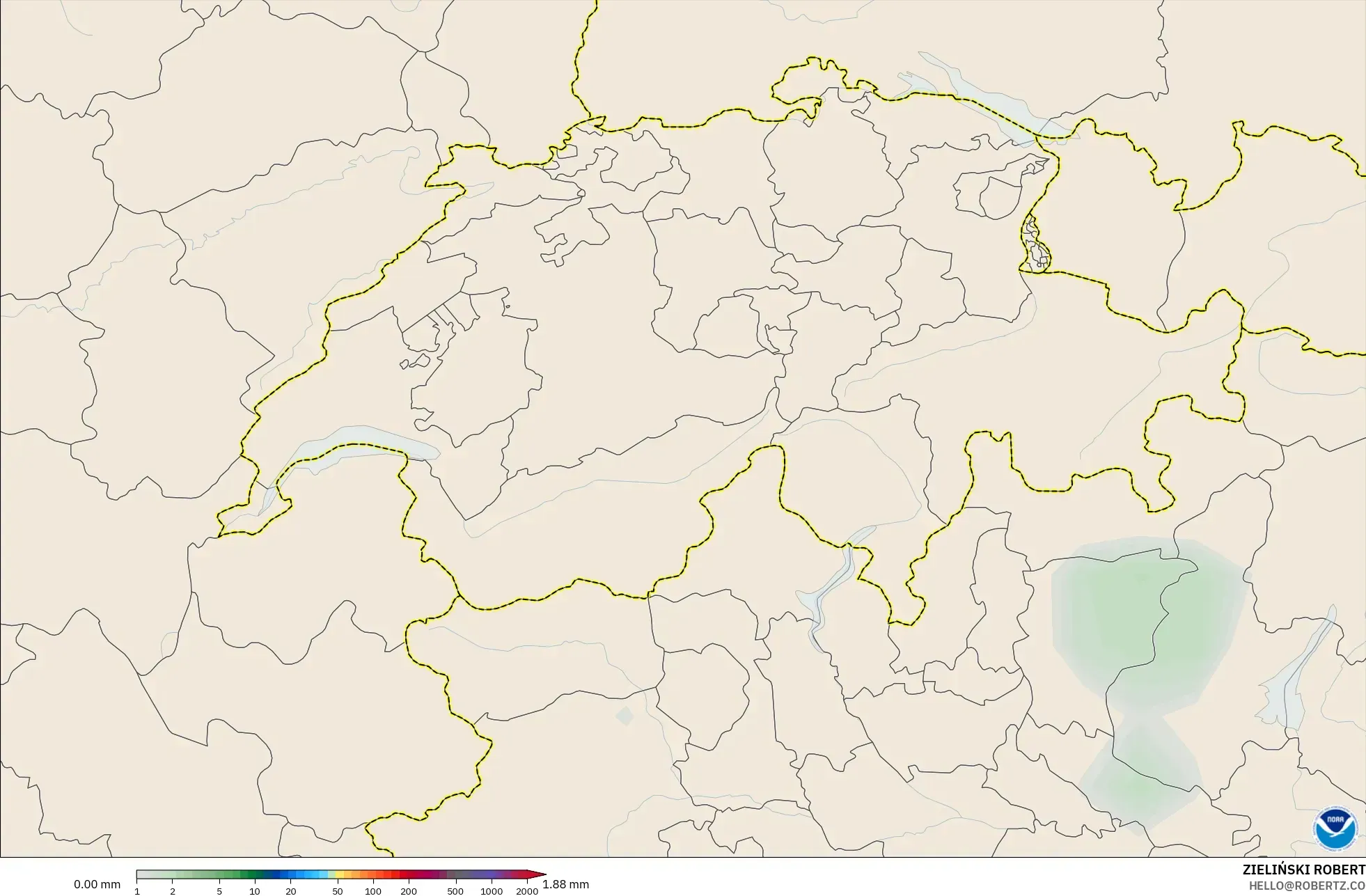 GFS نموذج - سويسرا, تراكم الهطول
