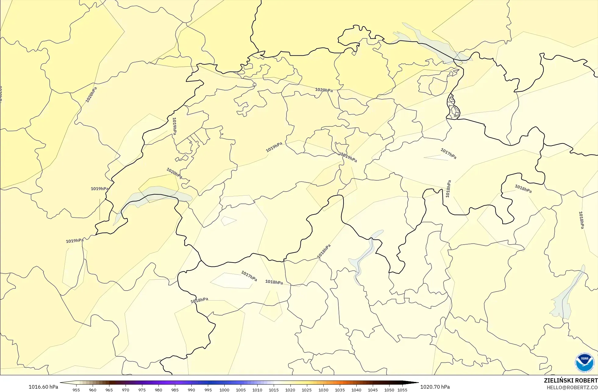 GFS نموذج - سويسرا, الضغط