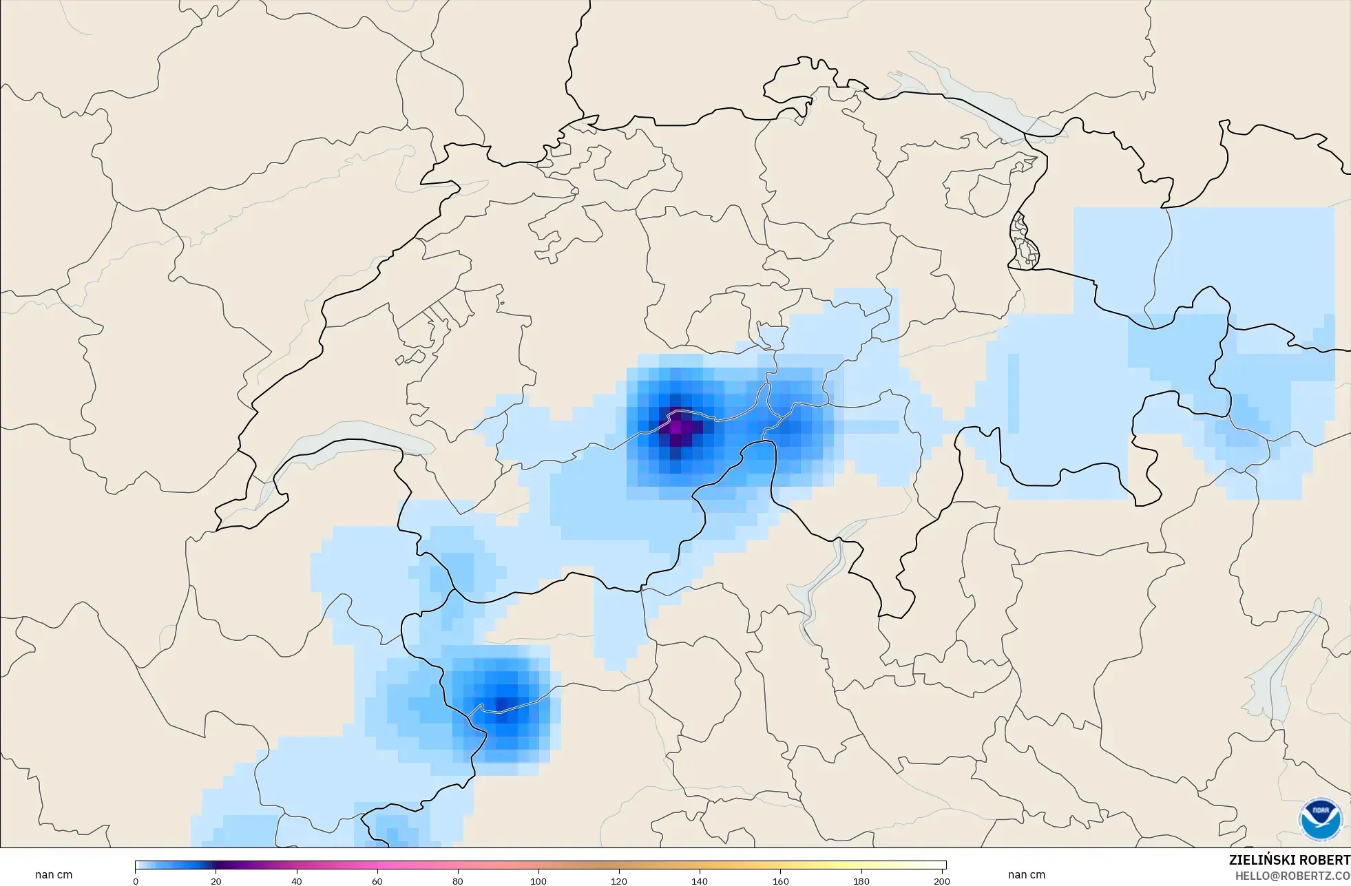 GFS نموذج - سويسرا, عمق الثلج