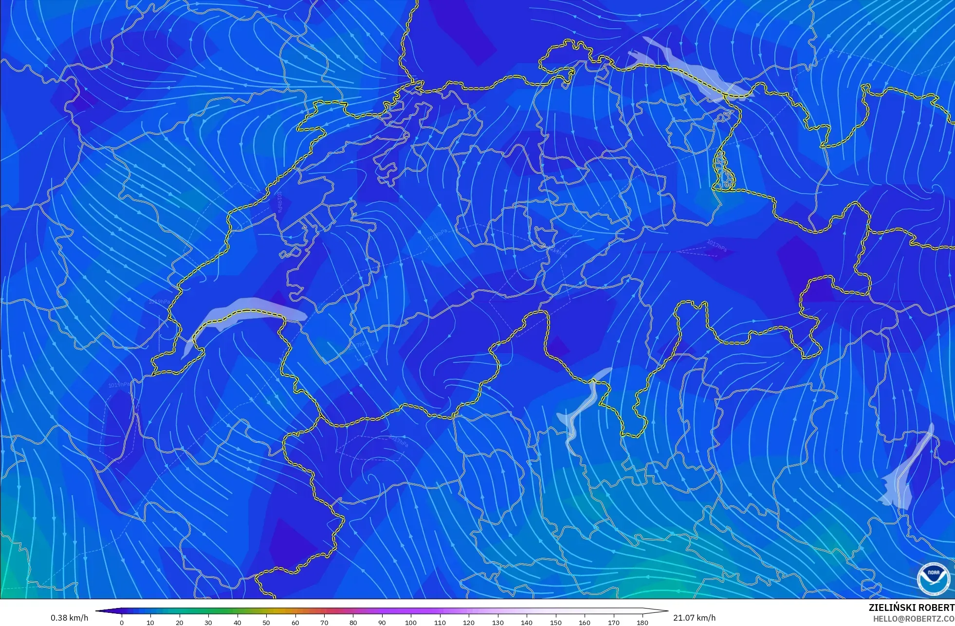 GFS نموذج - سويسرا, رياح 10 م