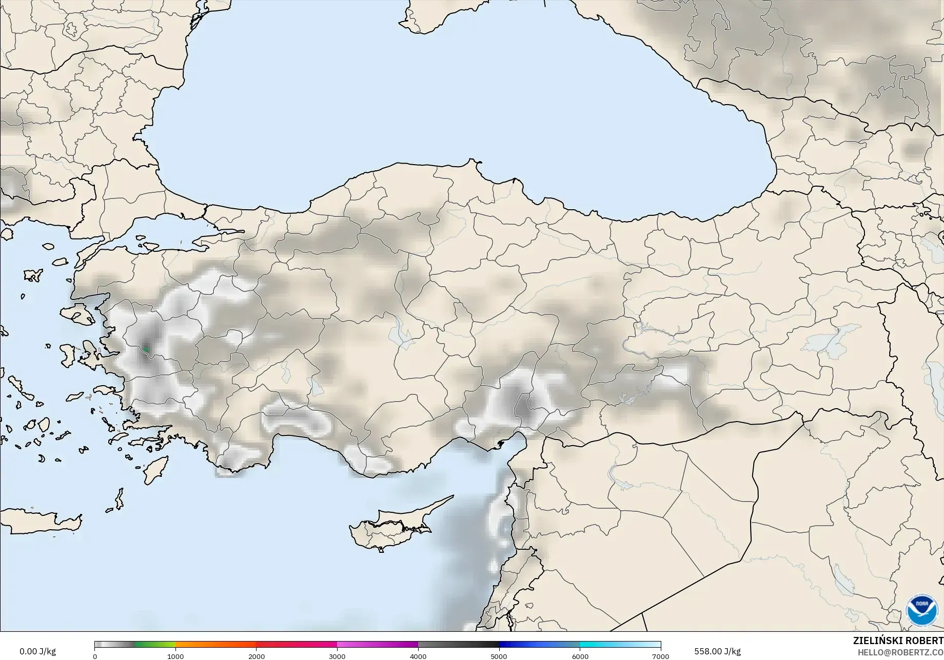 GFS نموذج - تركيا, CAPE