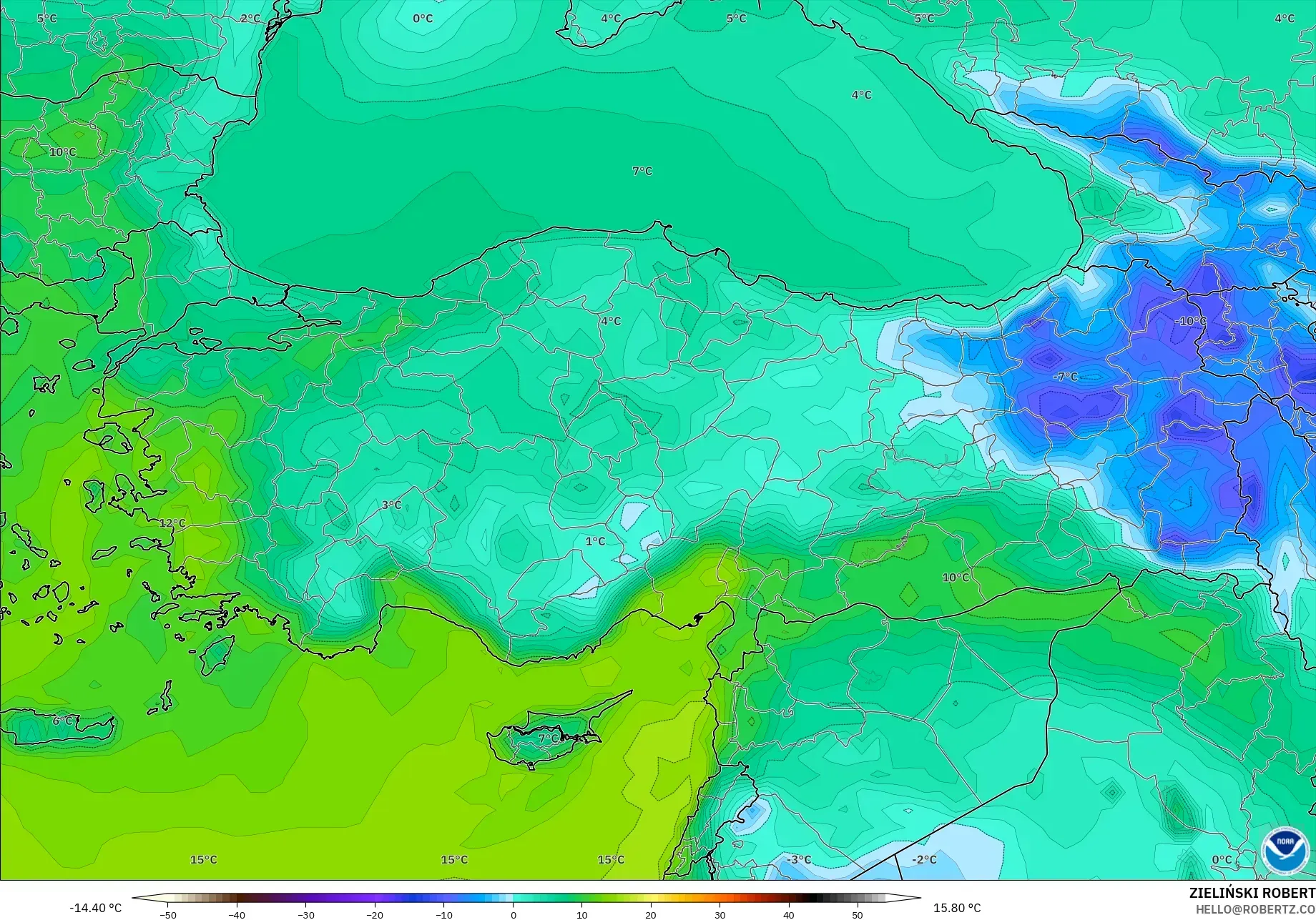 GFS نموذج - تركيا, نقطة الندى 2 م