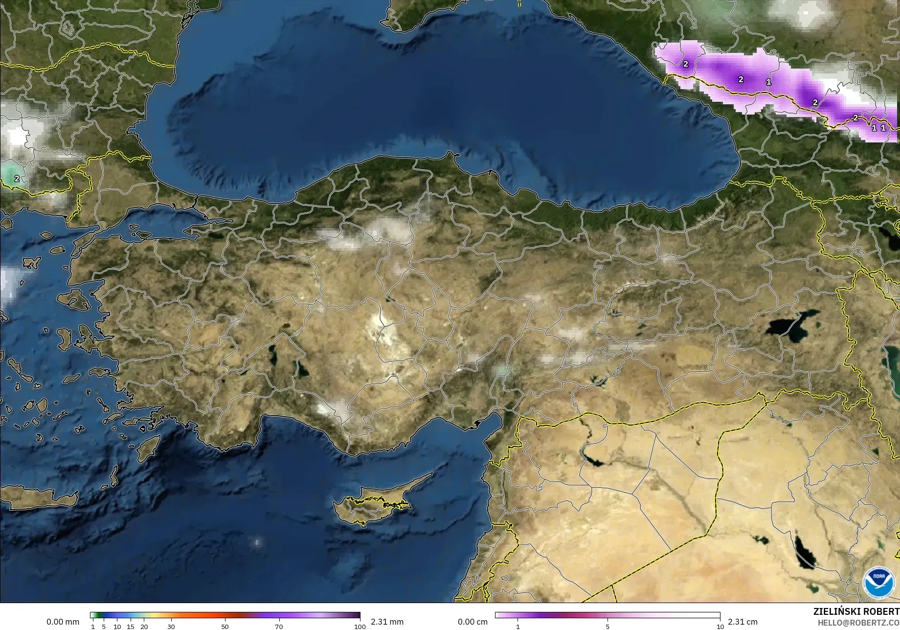 GFS نموذج - تركيا, الهطول والغيوم والضغط