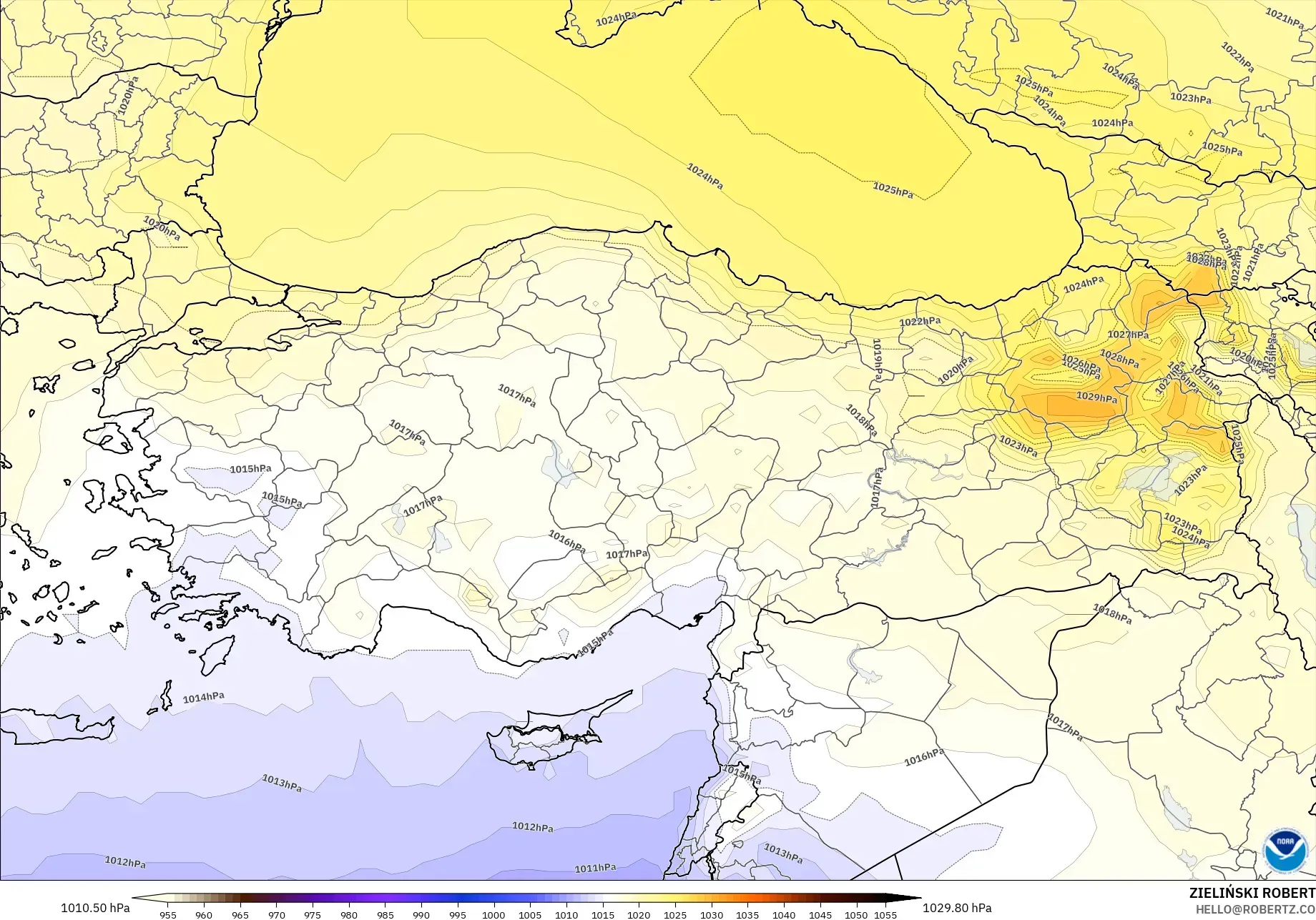 GFS نموذج - تركيا, الضغط