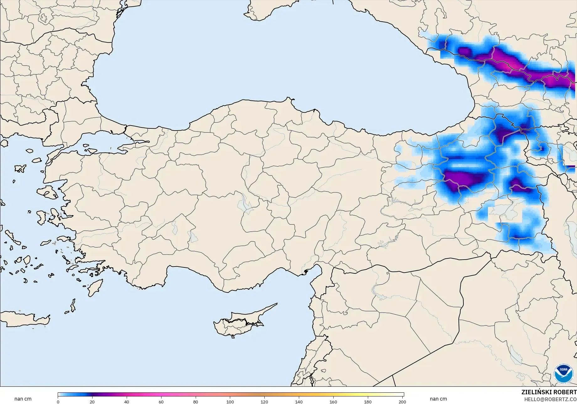 GFS نموذج - تركيا, عمق الثلج