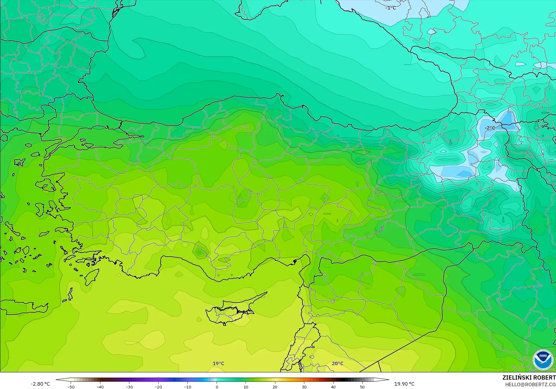 GFS نموذج - تركيا, درجة الحرارة 850 hPa