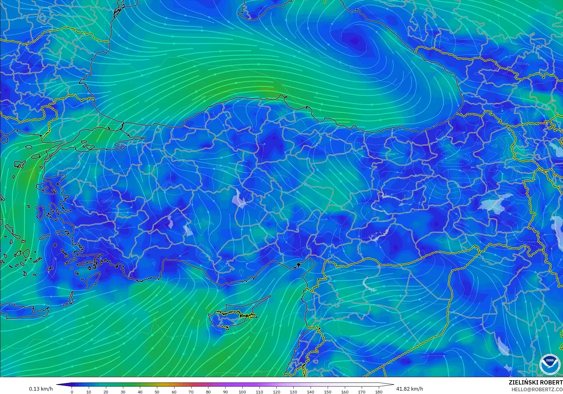 GFS نموذج - تركيا, رياح 10 م