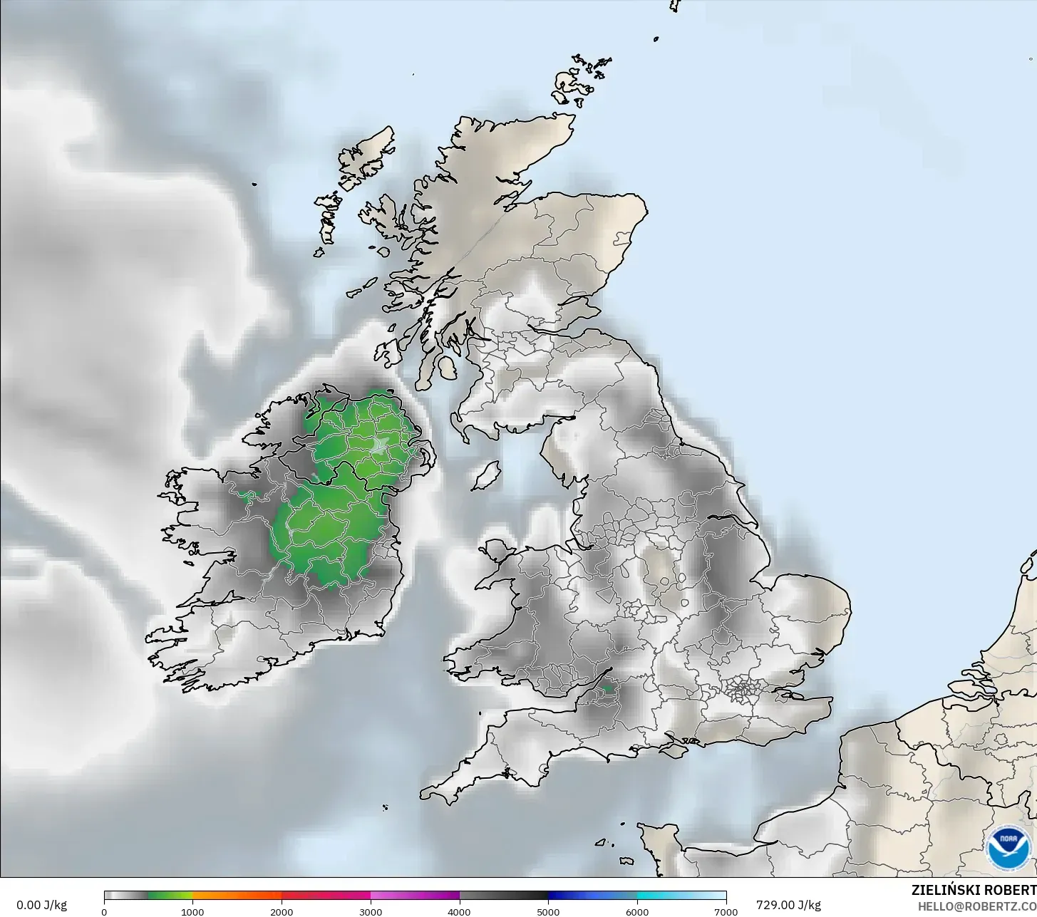 GFS نموذج - المملكة المتحدة, CAPE