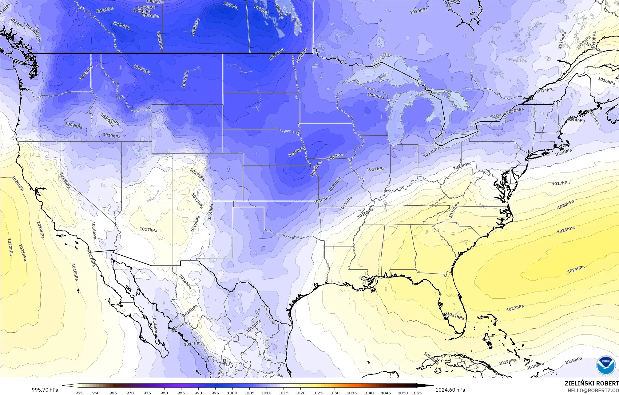 GFS نموذج - الولايات المتحدة, الضغط
