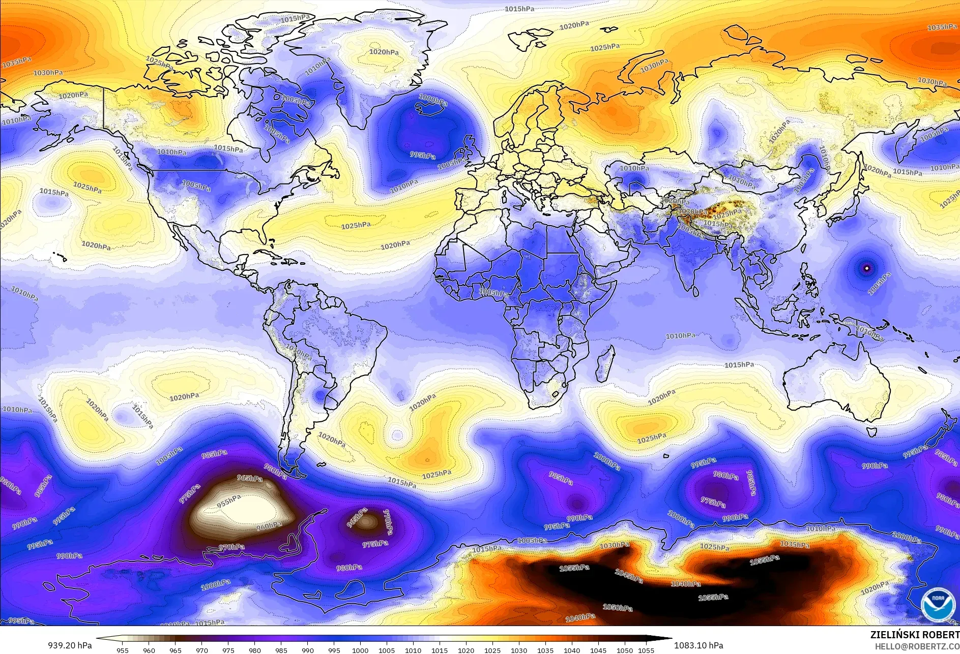GFS نموذج - العالم, الضغط