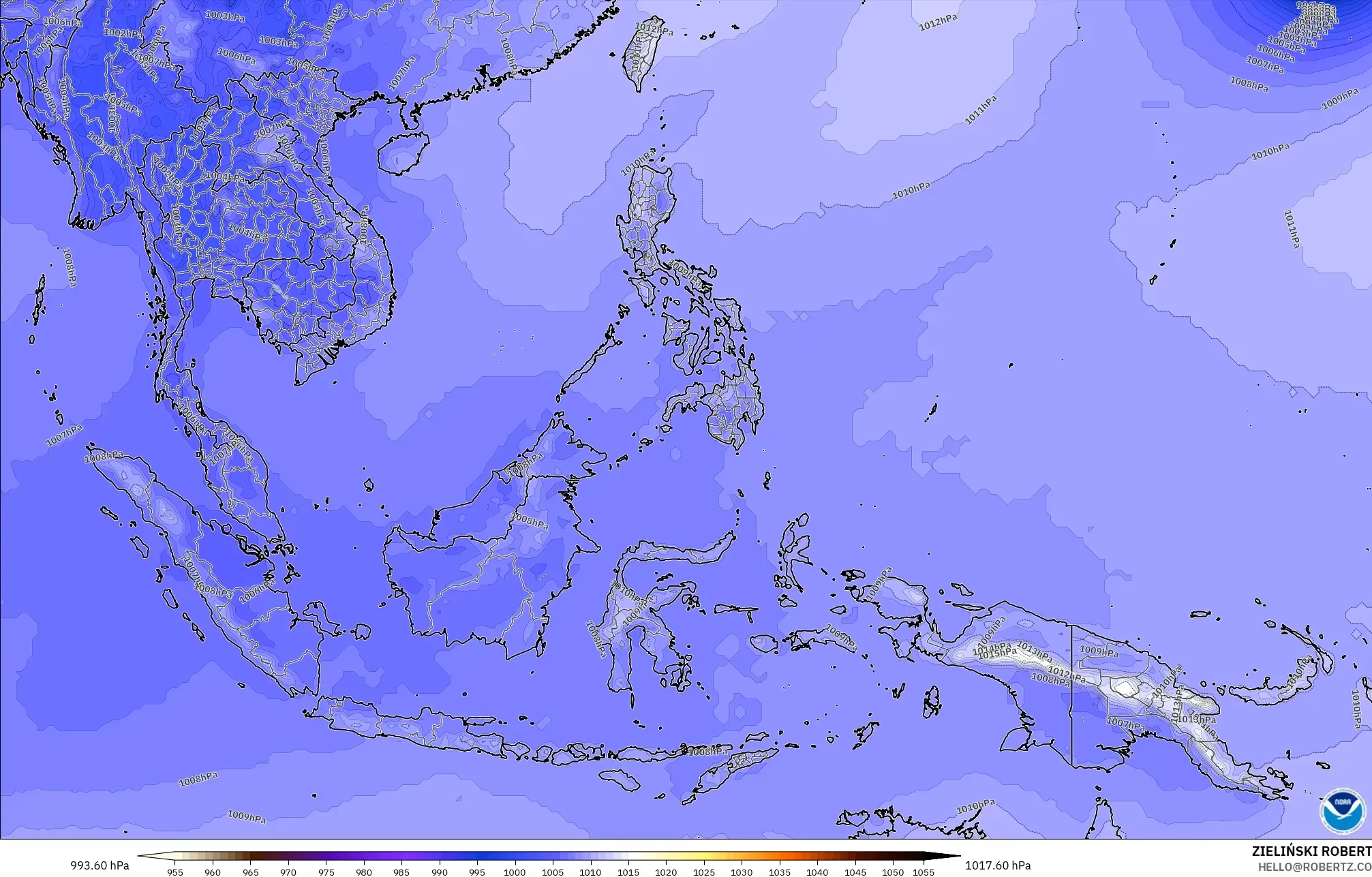 GFS model - South East Asia, Pressure