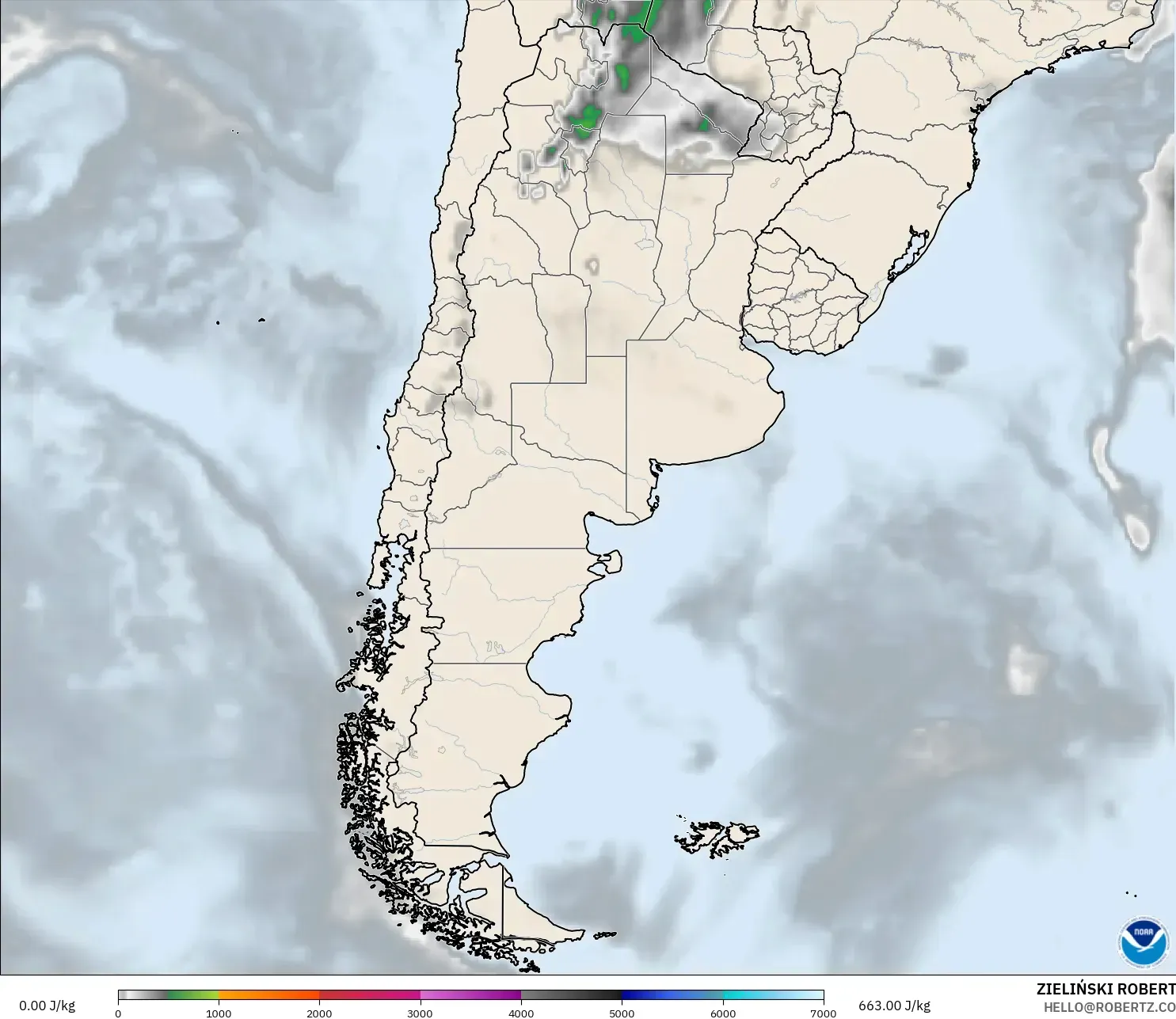 GFS model - Argentina, CAPE