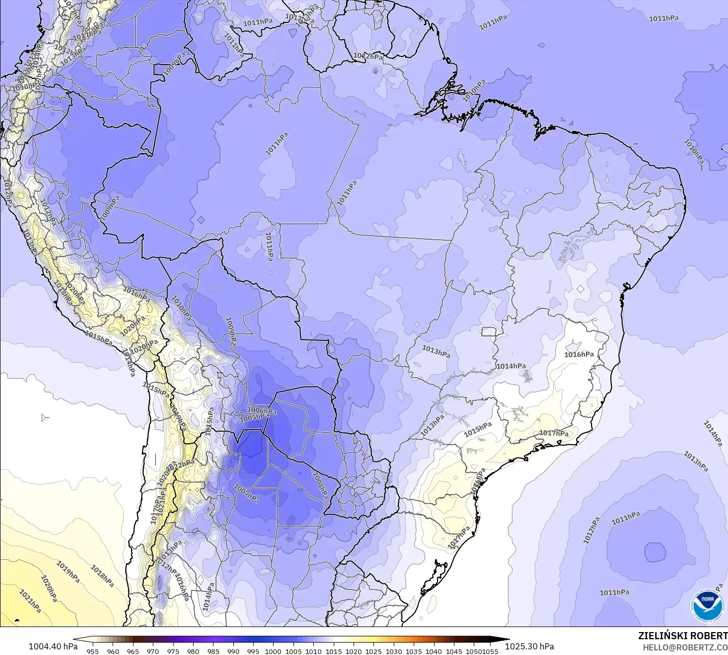 GFS model - Brazil, Pressure