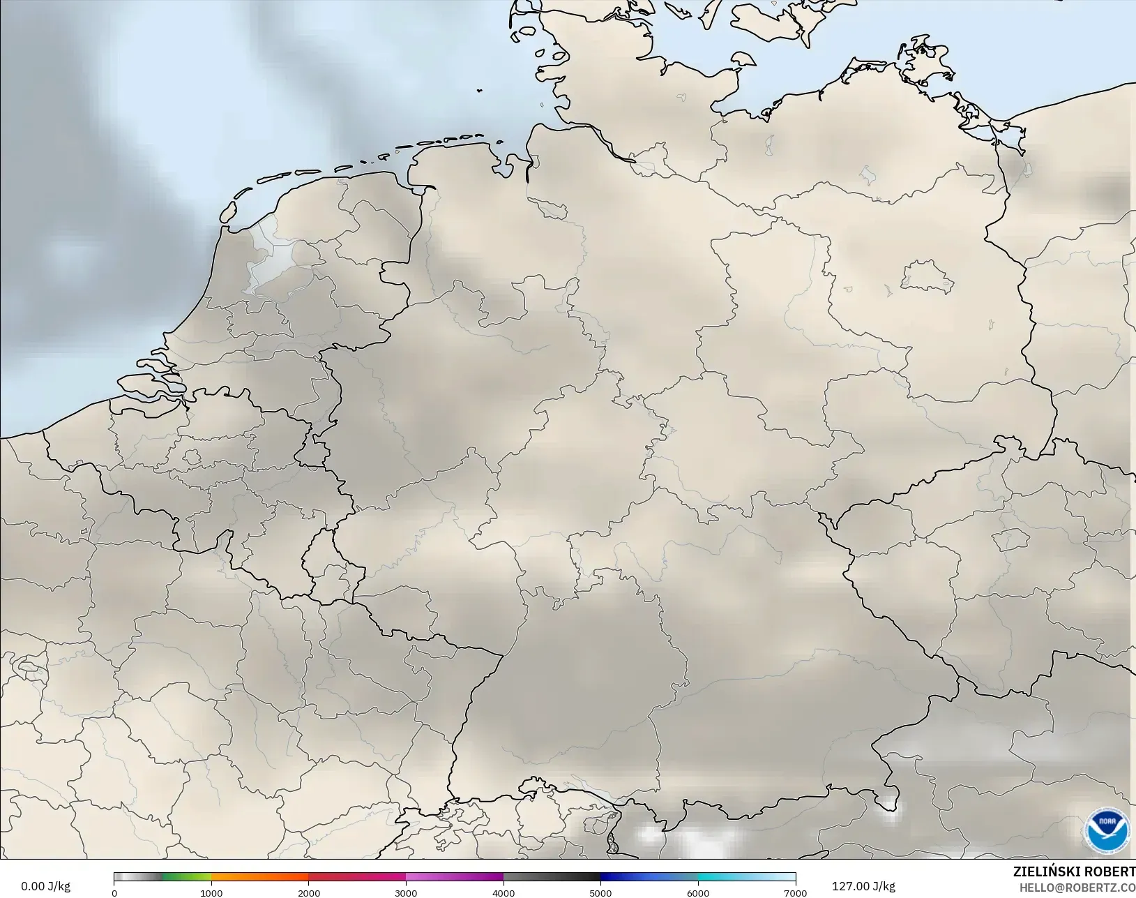 GFS model - Germany, CAPE
