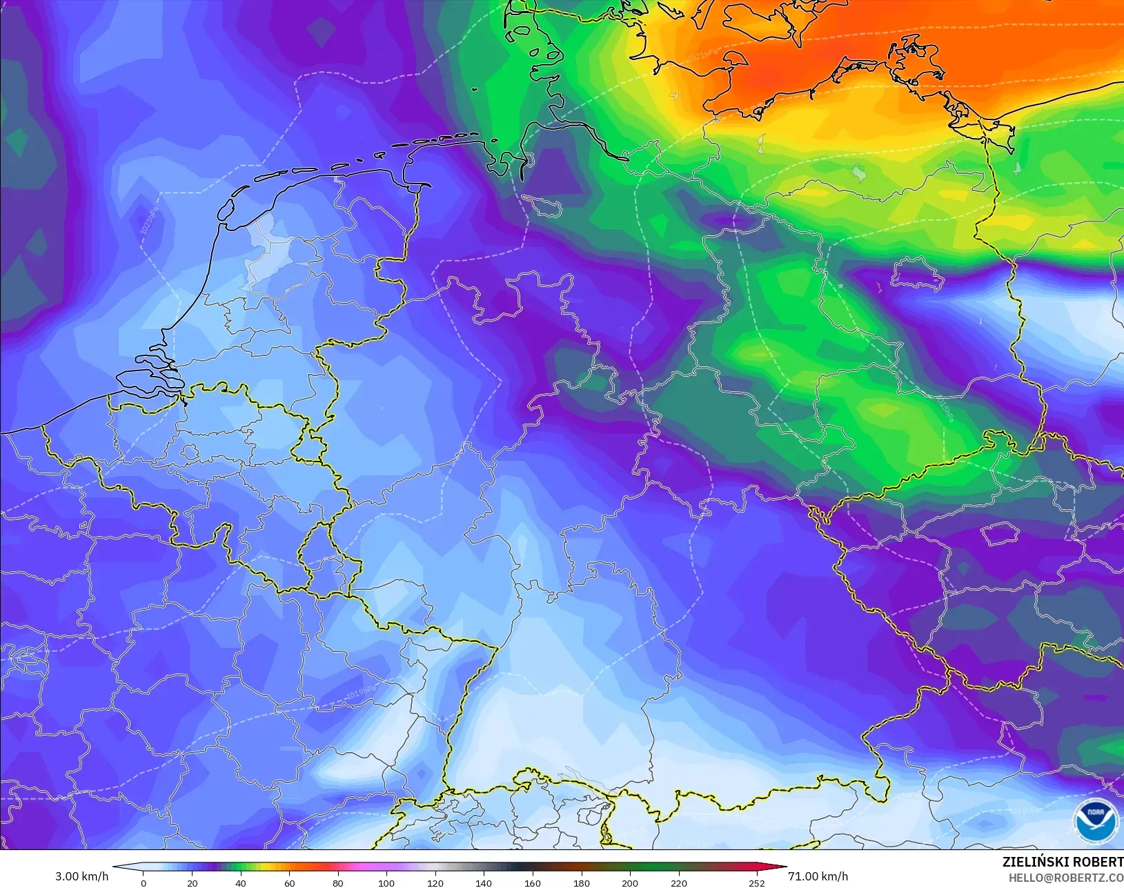 GFS model - Germany, Wind Gusts