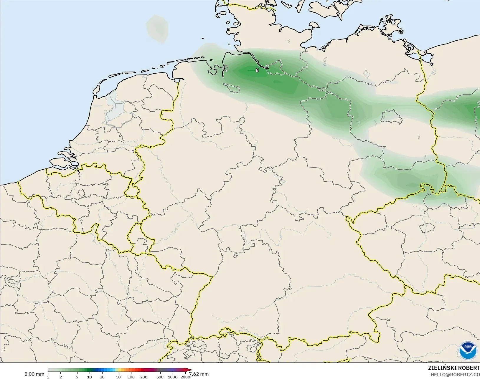GFS model - Germany, Precipitation Accumulation
