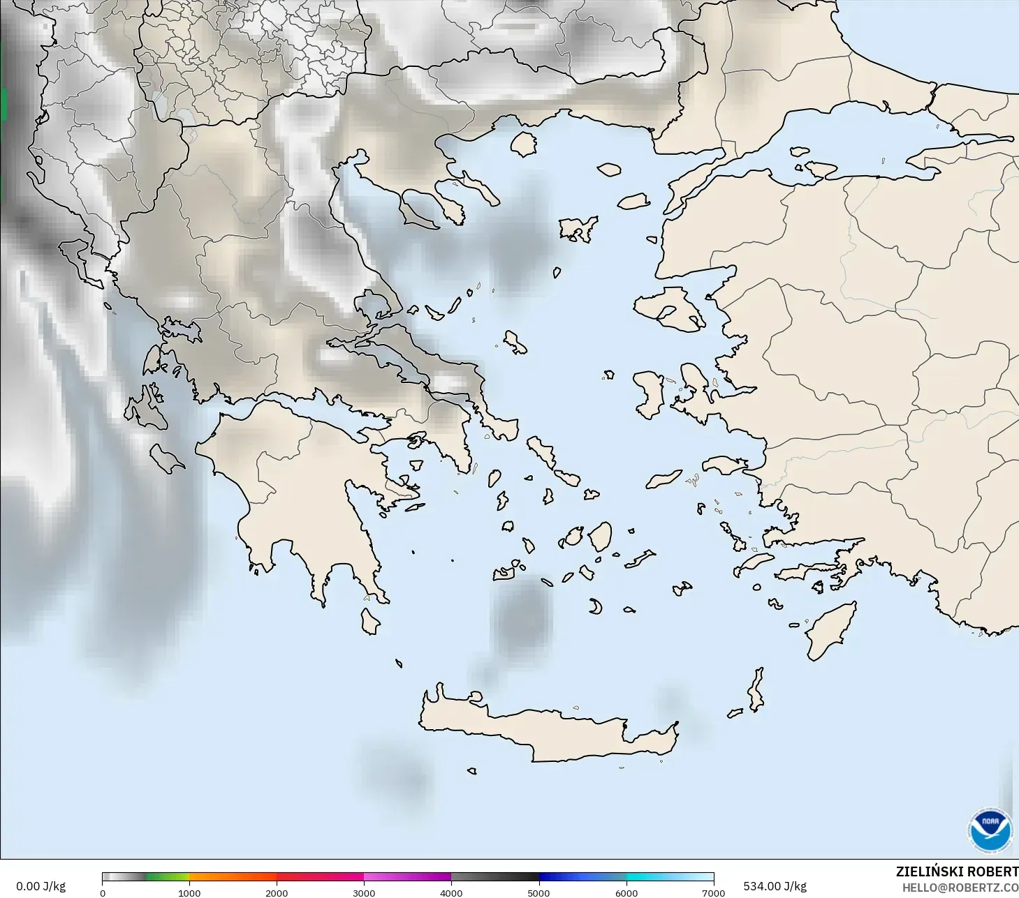 GFS model - Greece, CAPE