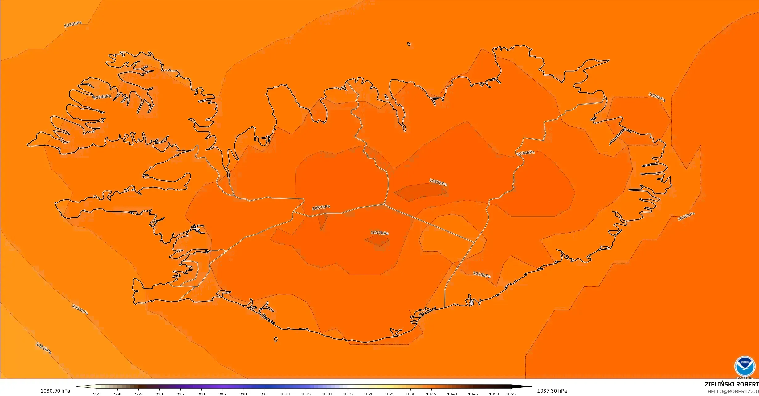GFS model - Iceland, Pressure