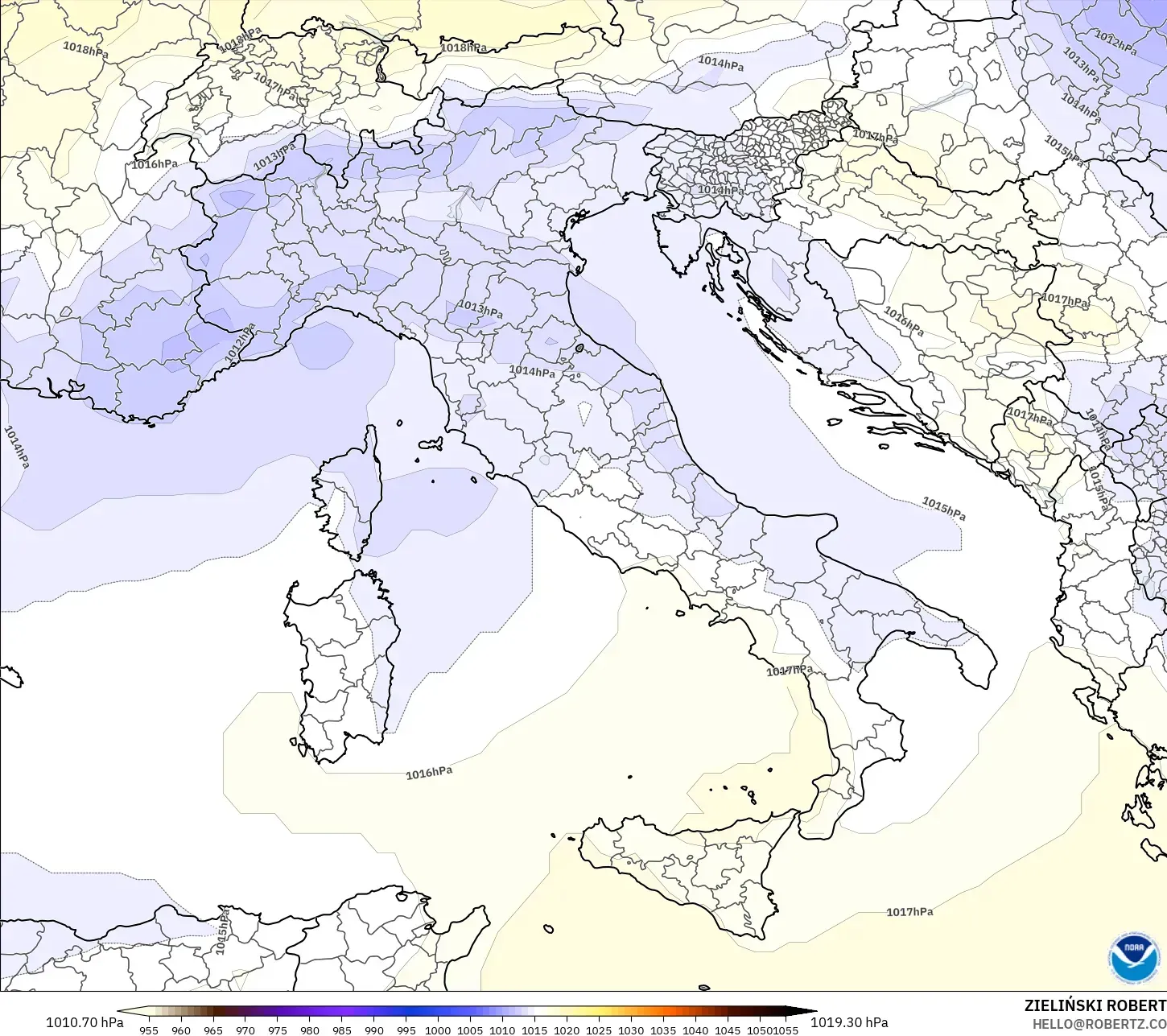GFS model - Italy, Pressure