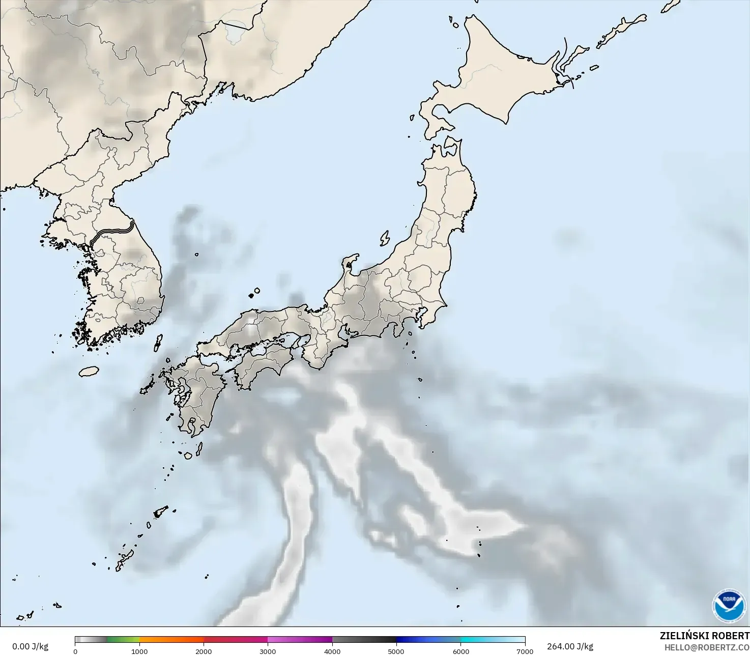GFS model - Japan, CAPE