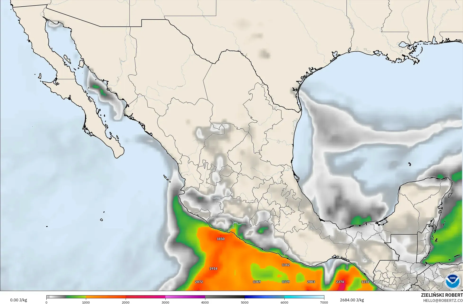 GFS model - Mexico, CAPE