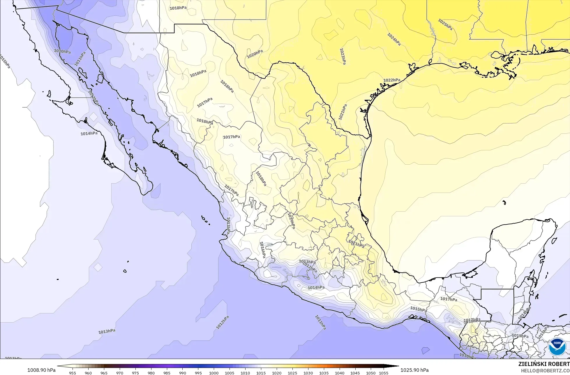 GFS model - Mexico, Pressure