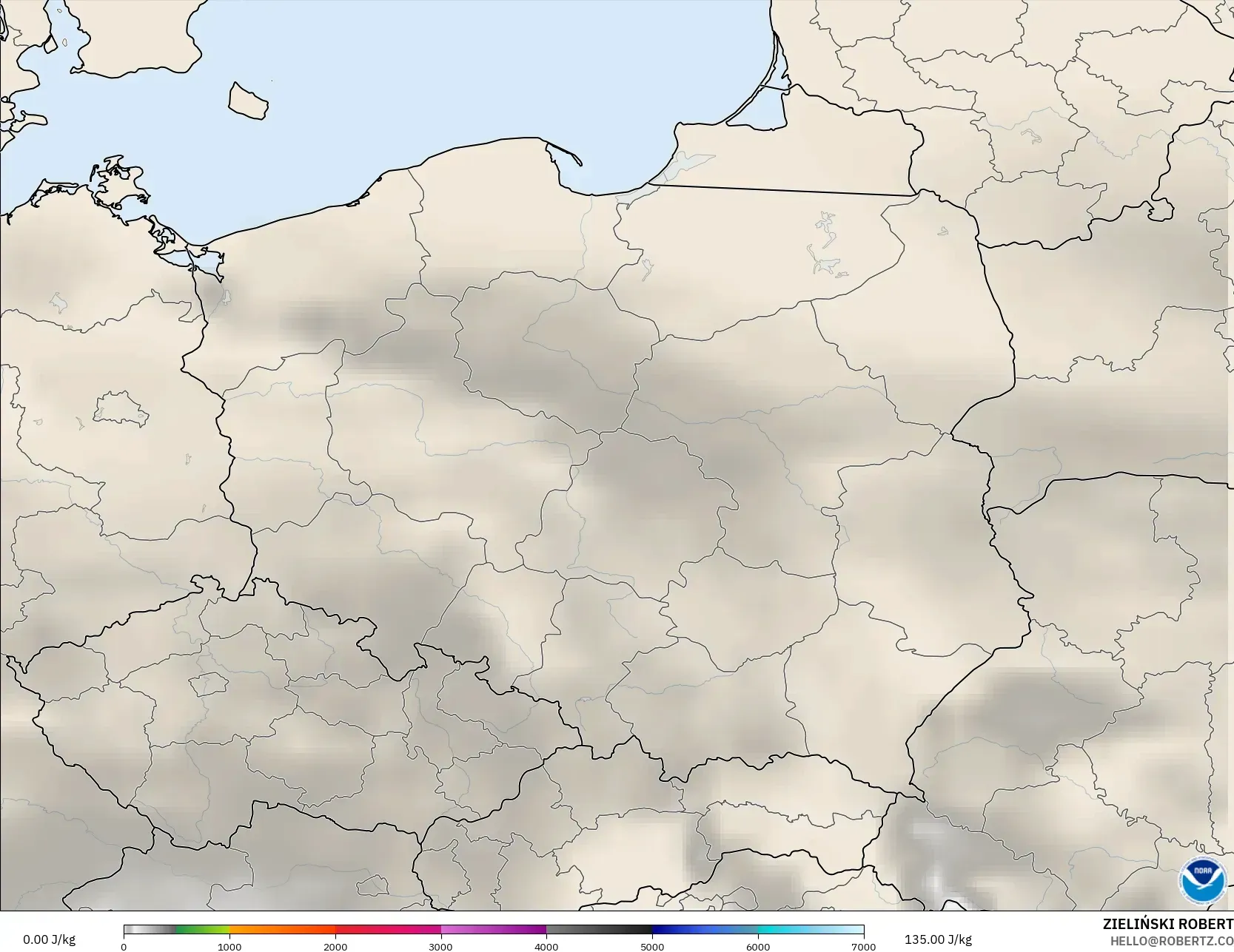 GFS model - Poland, CAPE