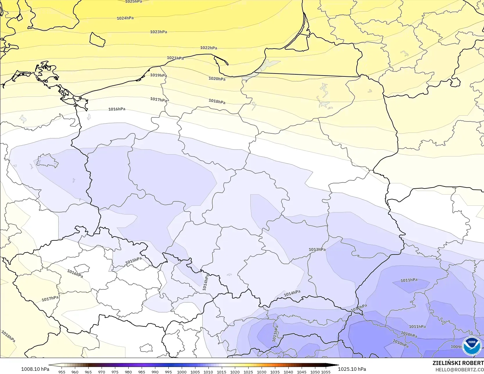 GFS model - Poland, Pressure