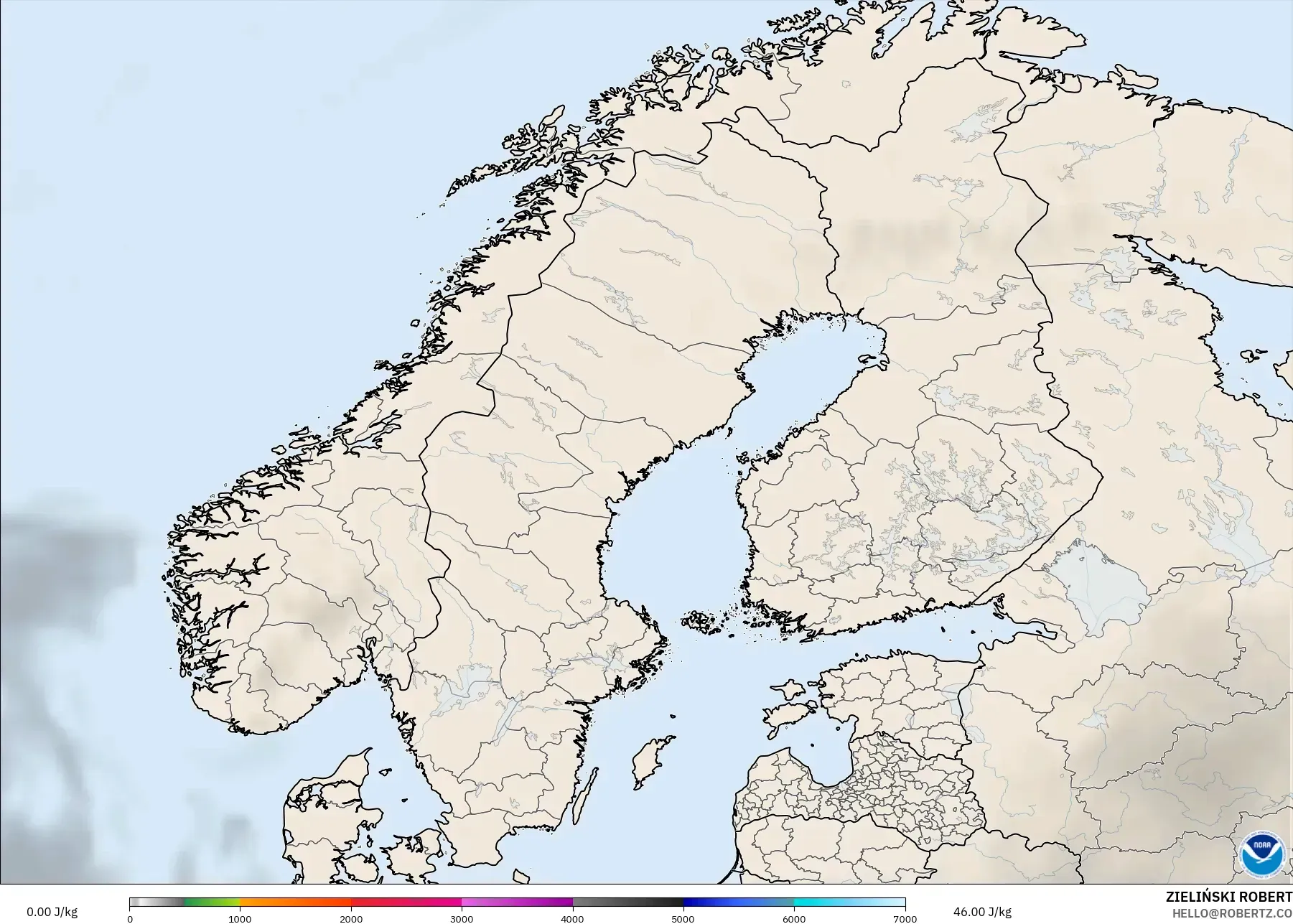 GFS model - Scandinavia, CAPE