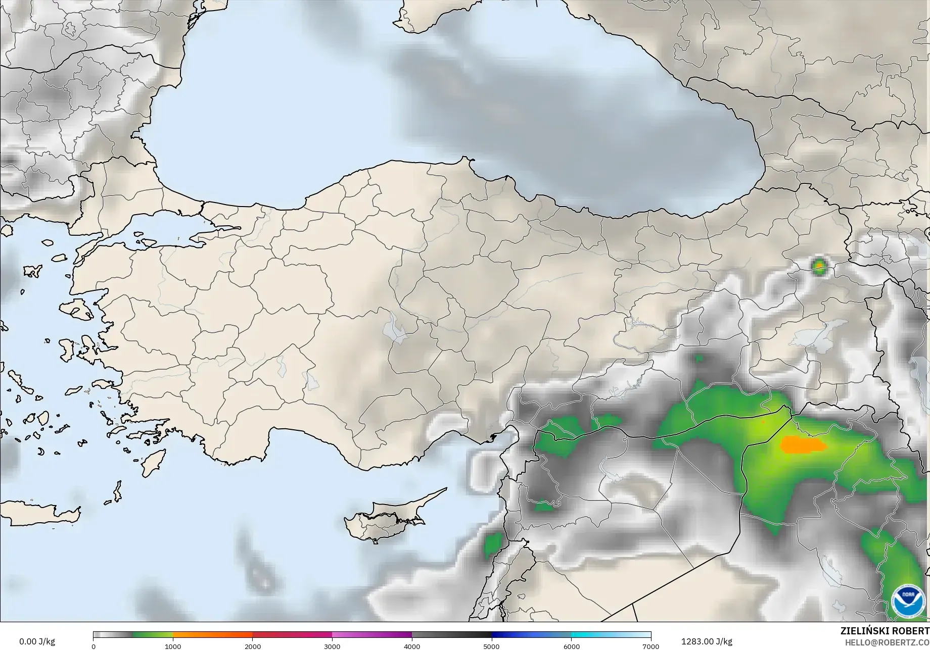 GFS model - Turkey, CAPE