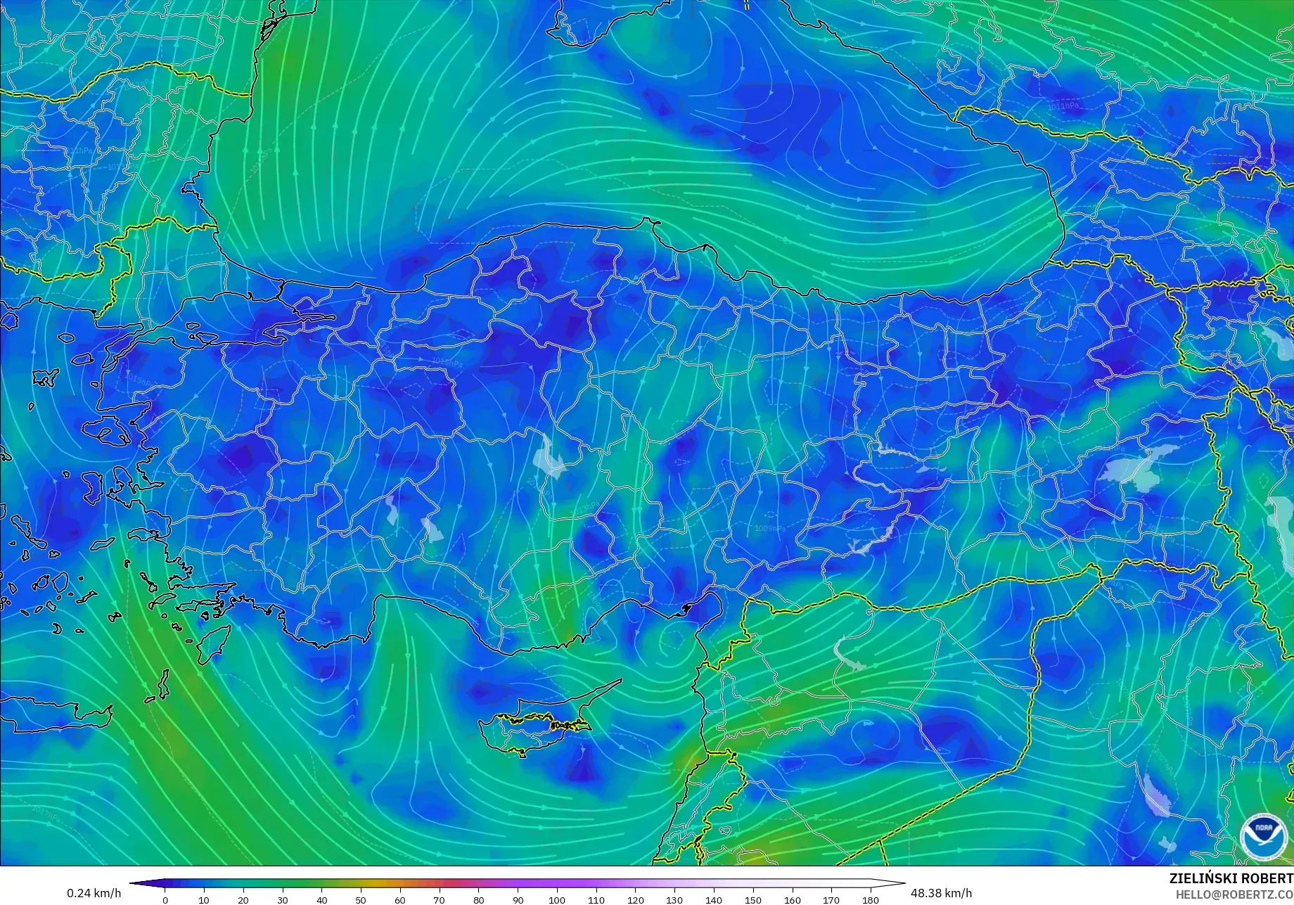 GFS model - Turkey, Wind at 10m