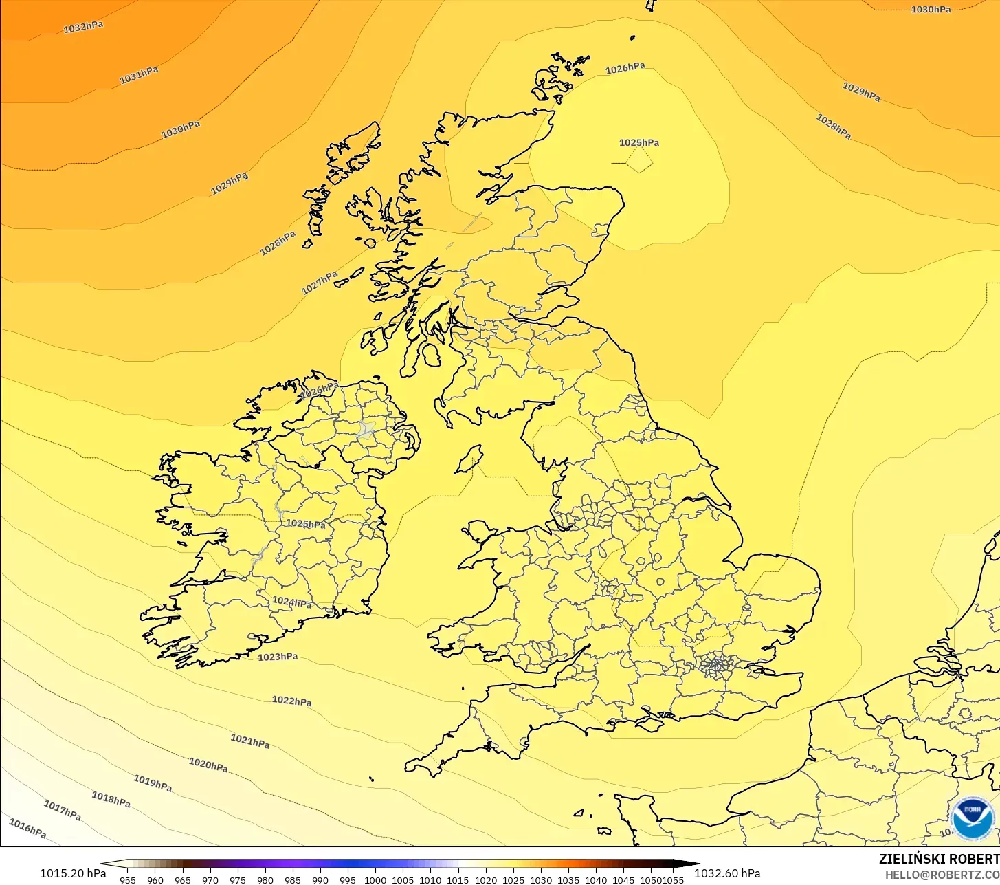 GFS model - United Kingdom, Pressure