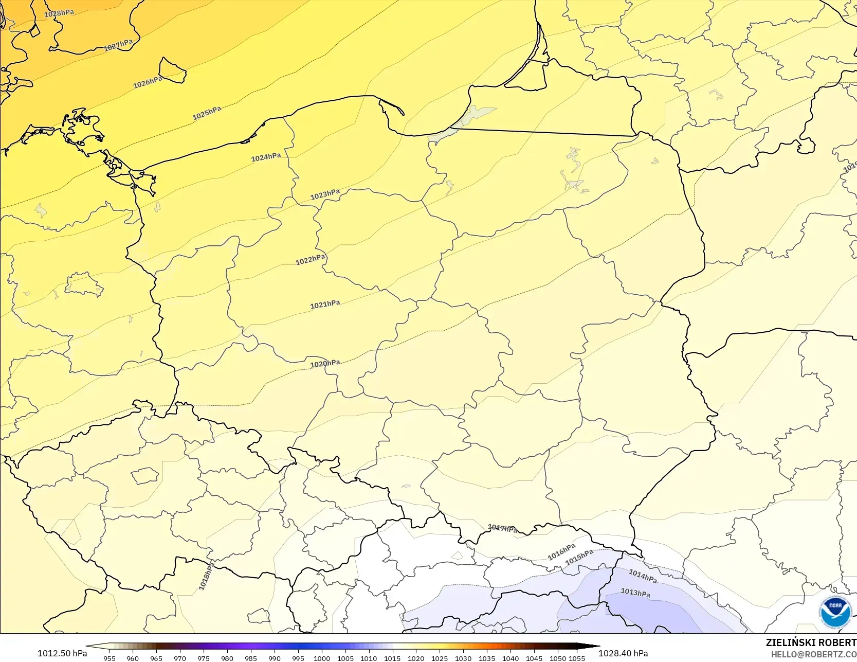 GFS نموذج - بولندا, الضغط