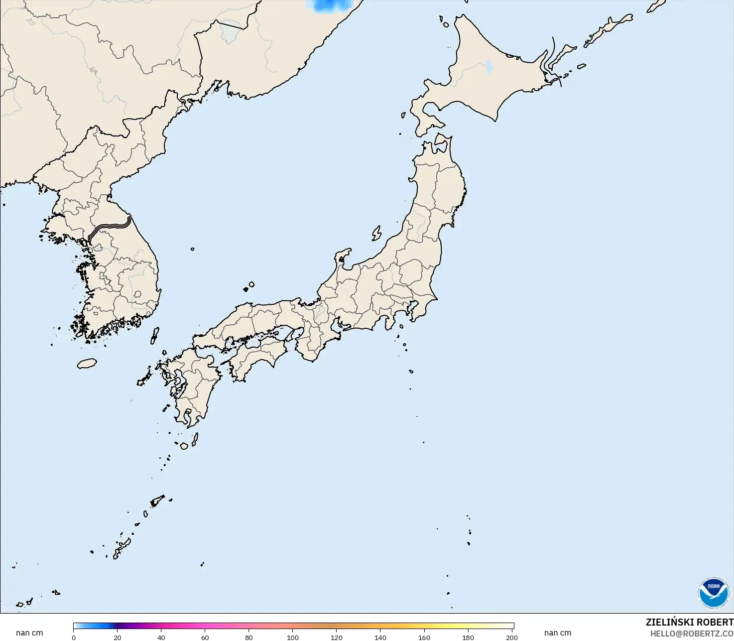 GFS model - Japan, Snow Depth