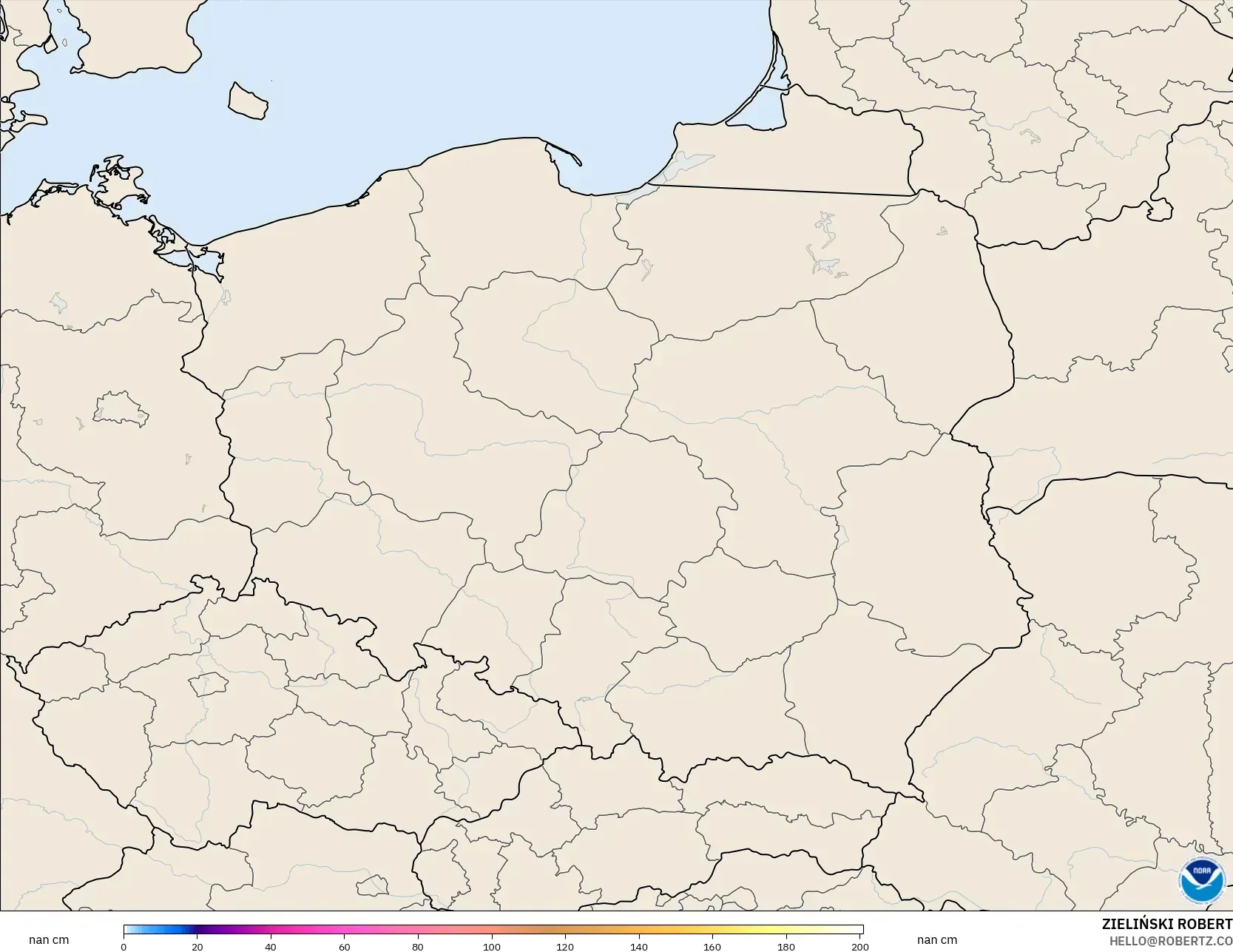 GFS model - Poland, Snow Depth