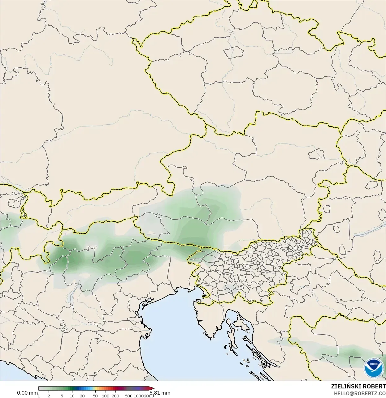 GFS model - Austria, Precipitation Accumulation